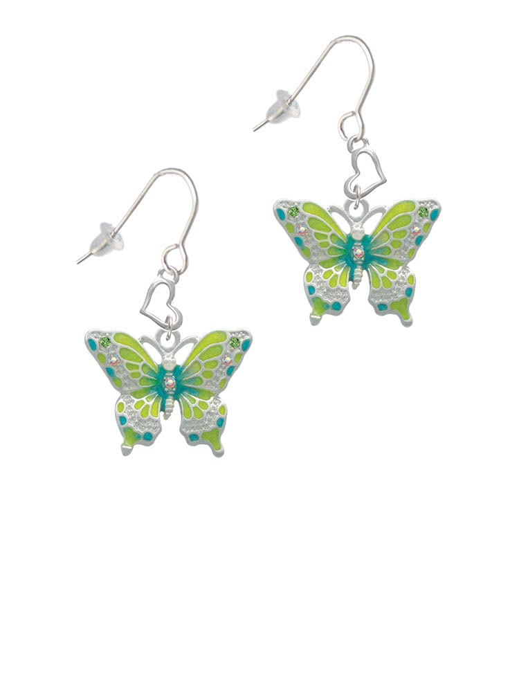 Silver Butterfly Heart French Earrings for Women - Elegant Party Jewelry