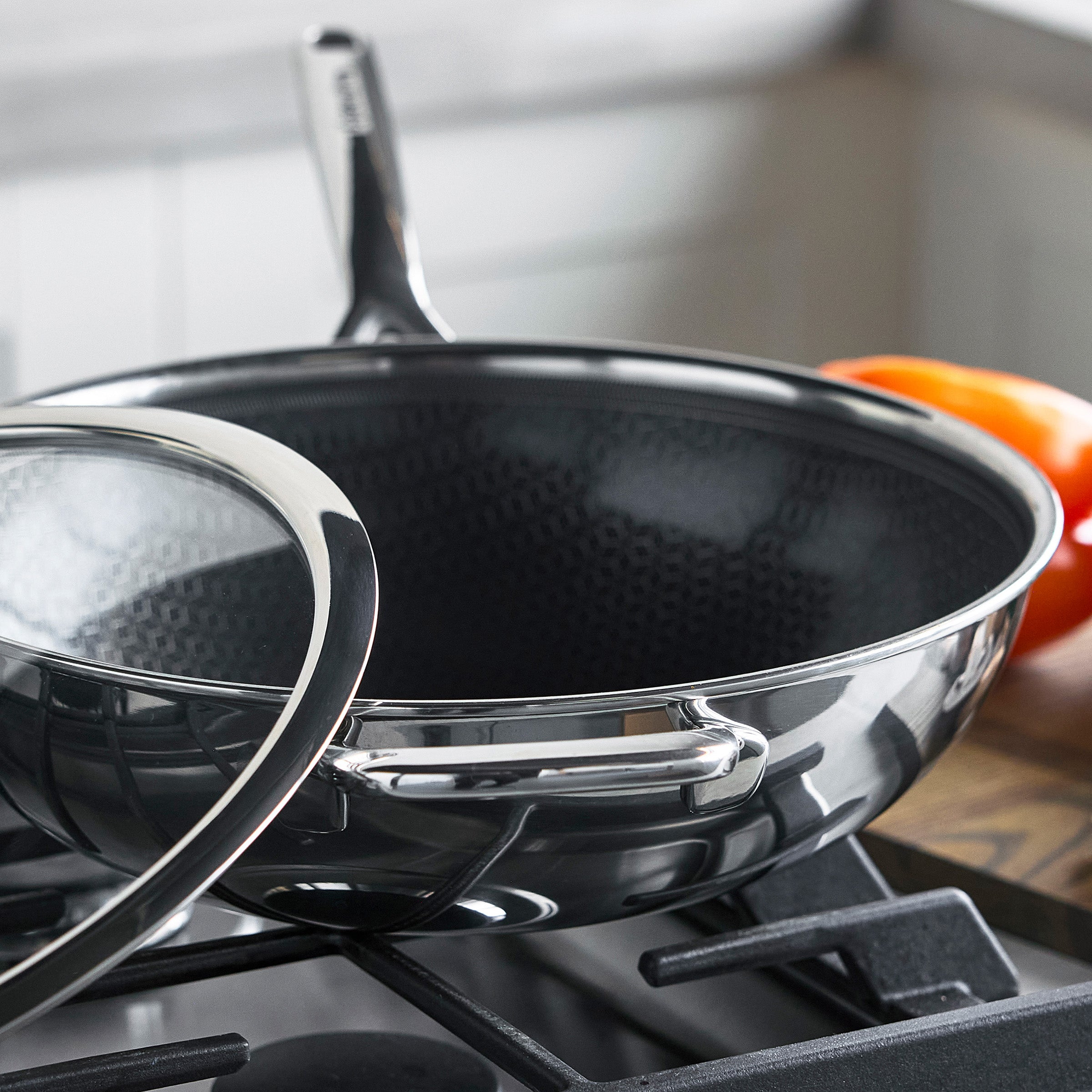 Spectra Thermobond Hybrid Ceramic Nonstick 12-Inch Wok Pan with Glass Lid - PFOA-Free, Scratch-Resistant Cookware for Stir Fry, Sauteing & Asian Cooking