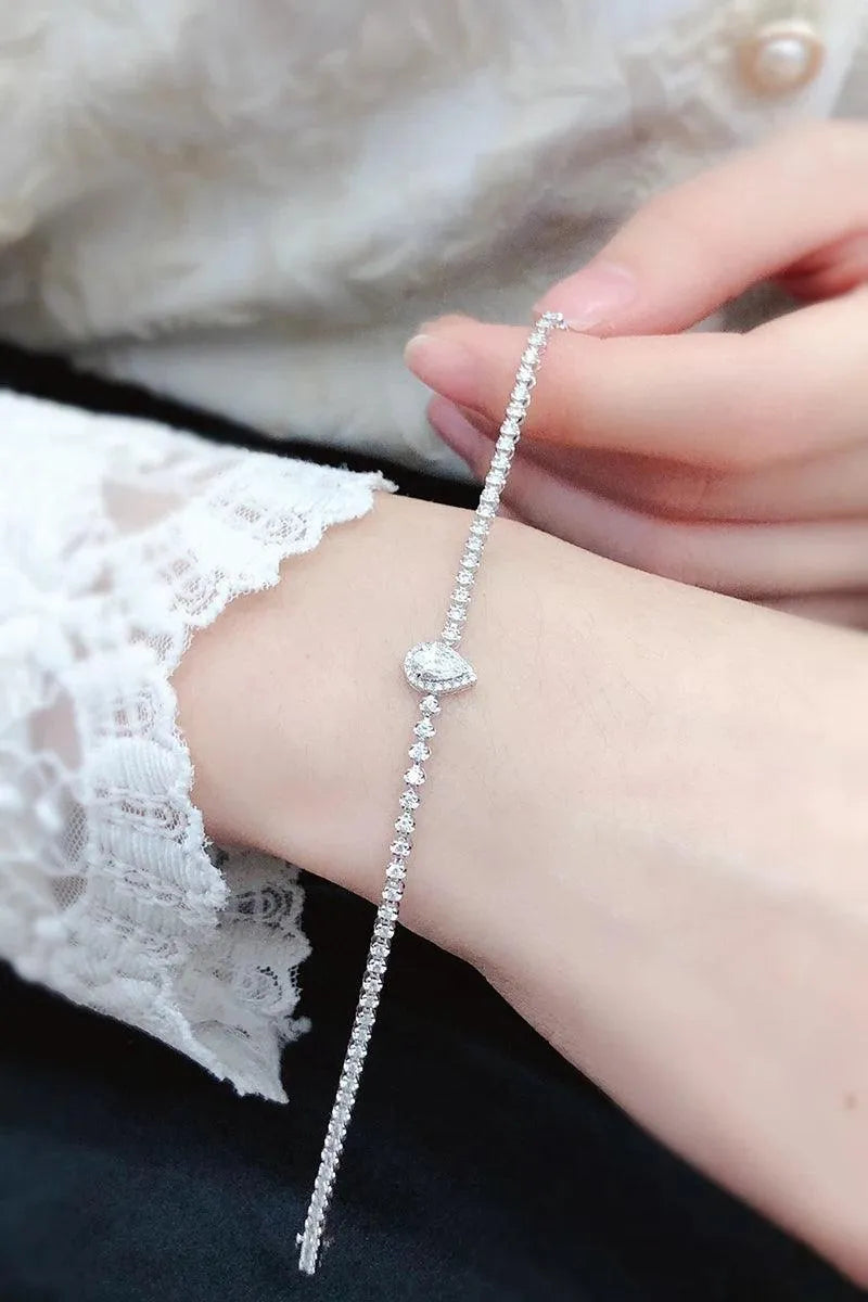 18K White Gold Diamond Bracelet for Women - Real Natural Diamonds, Luxury Minimalist Engagement Jewelry - Perfect for Parties, Weddings & Special Occasions