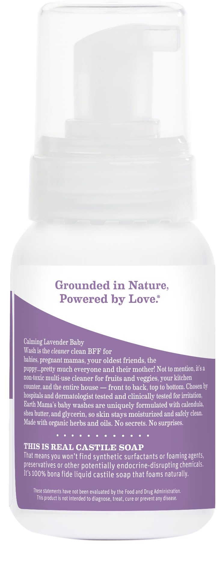 Earth Mama Organic Lavender Baby Wash & Body Soap - Gentle Foaming Cleanser for Sensitive Skin with Coconut Oil, Shea Butter & Calendula | Hypoallergenic, Vegan & Cruelty-Free | Perfect for Newborns, Kids & Adults | Bath Time, Hand Washing & Shower Use