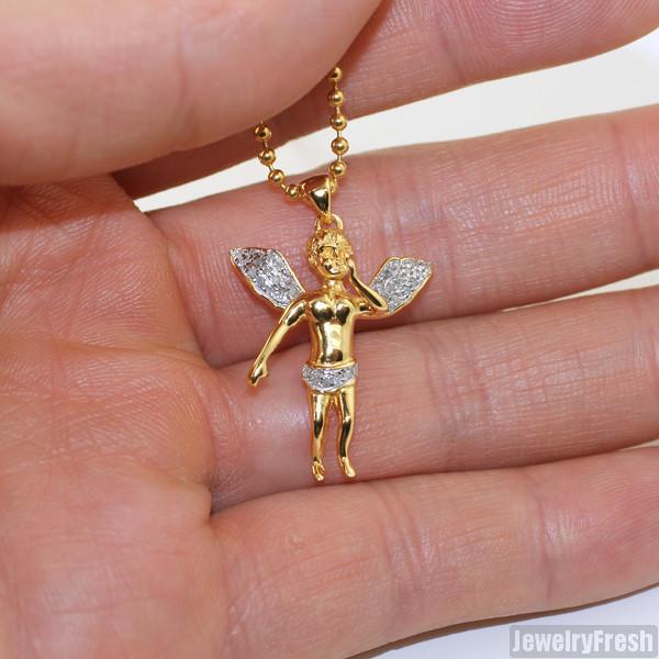 14K Gold Genuine Diamond Micro Angel Pendant Necklace for Women - Elegant Gift for Birthday, Anniversary & Valentine's Day