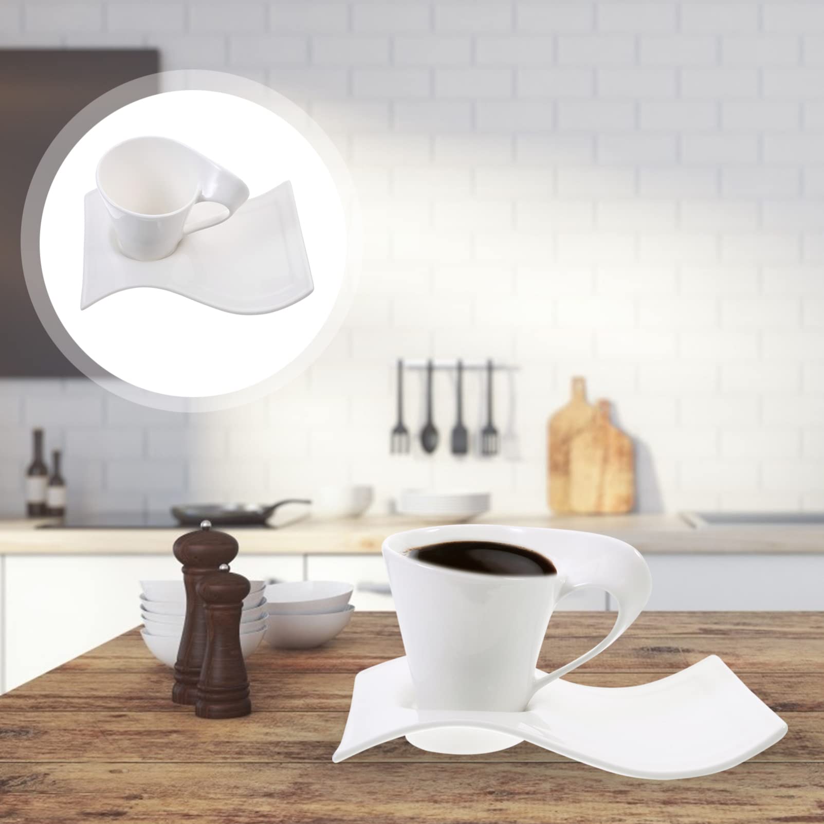 Nordic White Porcelain Tea Latte Cup with Saucer - 12oz European Style Coffee Mug for Birthday, Office Party & Home Gift - Perfect for Morning Espresso, Afternoon Tea & Modern Kitchen Decor