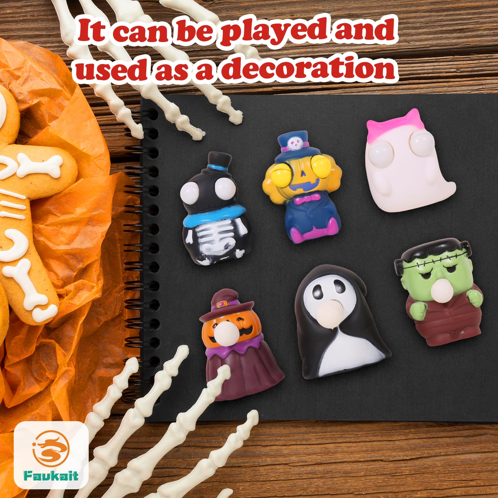 Halloween Squishy Toys 3-Pack - Vampire, Pumpkin, Ghost for Kids & Toddlers - Party Favors & Stocking Stuffers