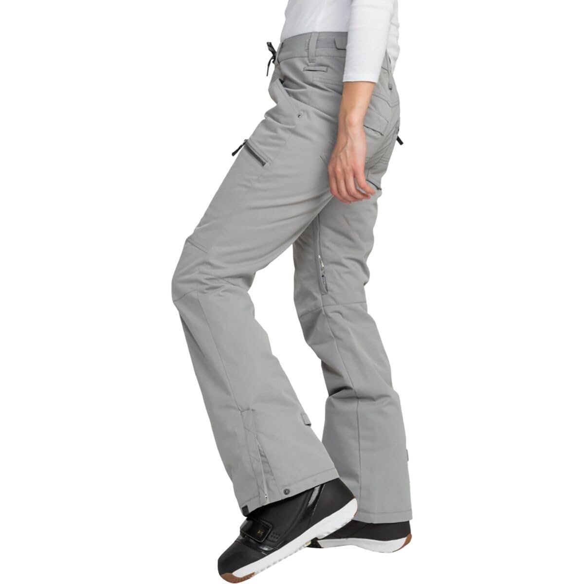 Roxy Women's Nadia Snow Pants with DryFlight Waterproof Technology - Heather Grey (SJEH), Large - Skiing, Snowboarding & Winter Outdoor Activities