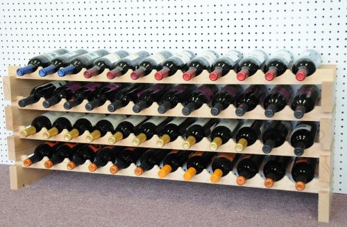 Premium Modular Hardwood Wine Rack - Holds 48 Bottles (12 Bottles x 4 Shelves) for Wine Cellar, Kitchen, Dining Room & Home Bar Storage