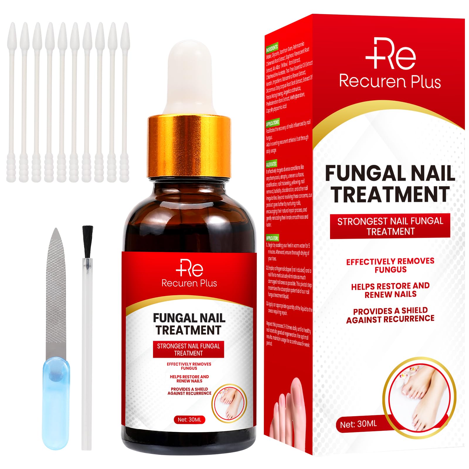 Extra Strength Toenail Fungus Treatment - Fast Acting Tea Tree Oil Formula for Fungal Nail Repair, Cracked & Discolored Nails - 30ML Nail Growth Strengthener | Effective for Athlete's Foot & Daily Nail Care