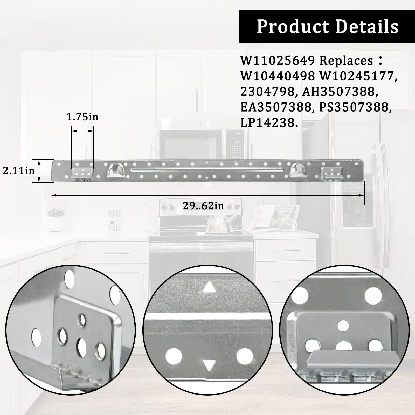 Original Whirlpool Microwave Mounting Plate Replacement - Compatible with W10245177, W10440498, AP6245752, 4545957, PS12074431 - Durable Wall Mount Bracket for Easy Microwave Installation in Kitchens & RVs