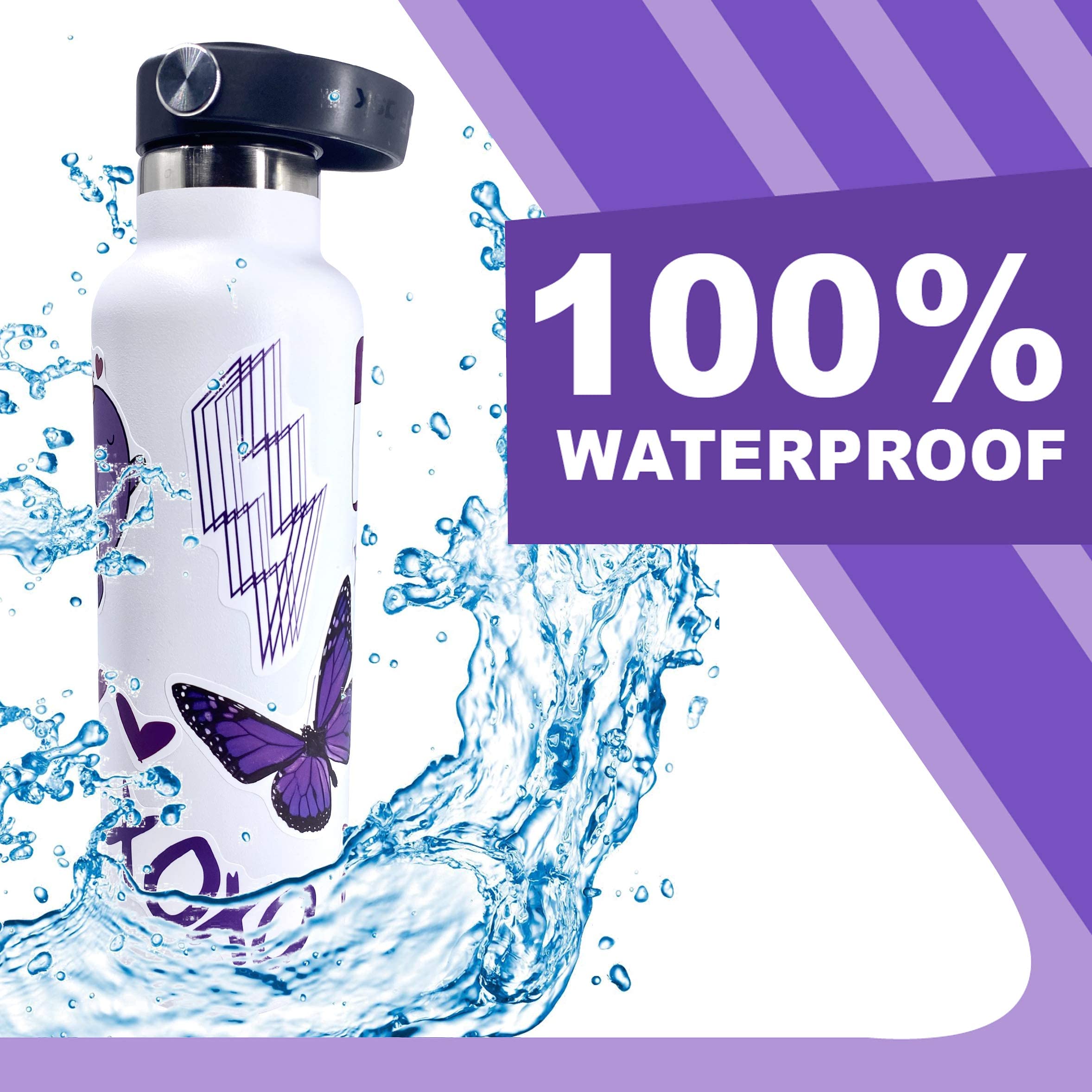 100 Pack Aesthetic Purple VSCO Stickers - Waterproof Vinyl Decals for Laptop, Water Bottle, Phone & Notebook | Cute Stickers for Teens, Girls, DIY Crafts, Journaling & Christmas Gifts