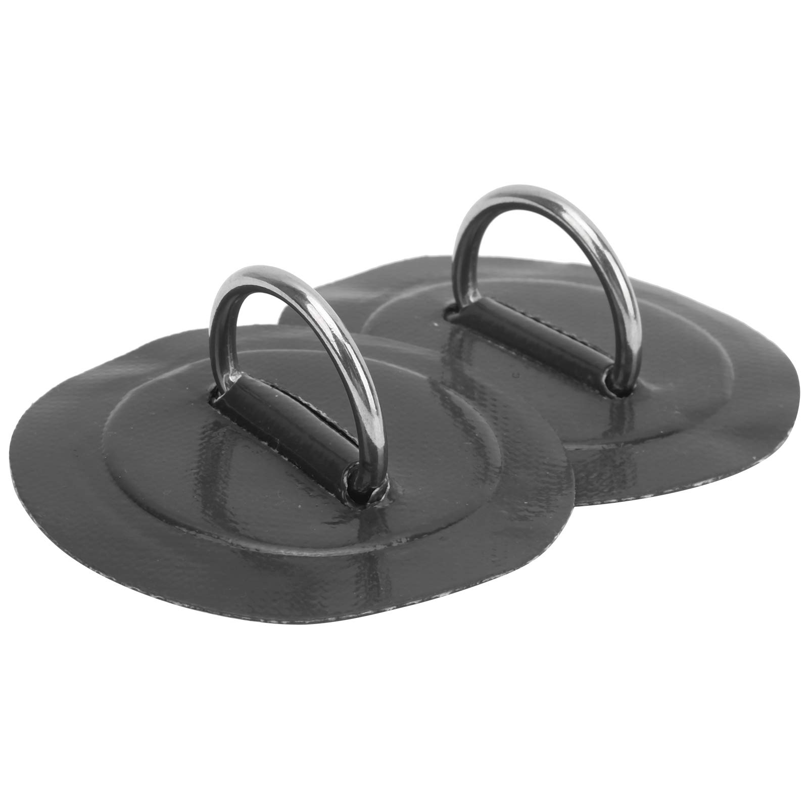 SUNGOOYUE 2-Pack Inflatable Boat D-Ring Patch - Heavy Duty PVC Marine Stainless Steel Buckle for Kayak, Raft, Dinghy - Perfect for Boat Repair & Watercraft Accessories (Black)
