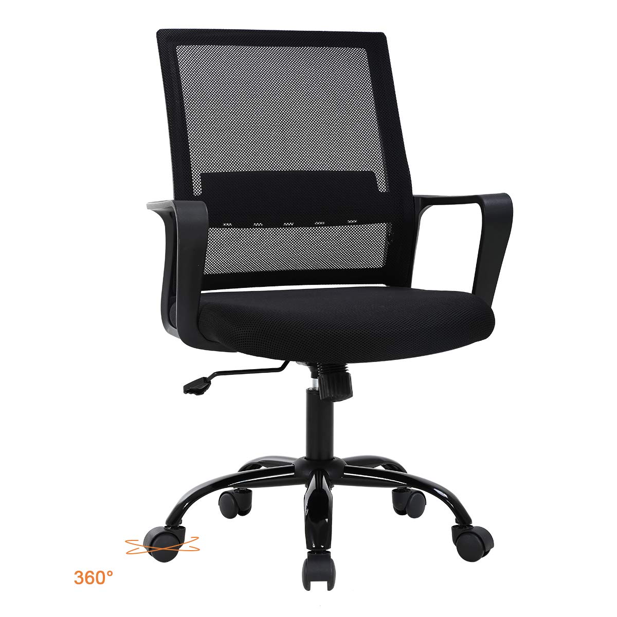 Ergonomic Mid-Back Mesh Office Chair with Adjustable Lumbar Support - Swivel Rolling Computer Desk Chair for Home & Office Use - 250lbs Weight Capacity (Black) - Perfect for Long Work Hours, Gaming & Study Sessions