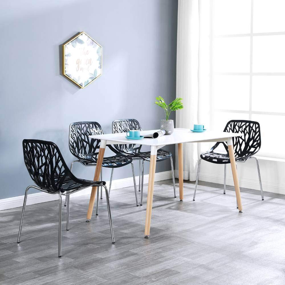 4 Pack Modern Plastic Dining Chairs - Birds Nest Style Lounge Chairs for Indoor & Outdoor Use - Perfect for Patio, Garden, Restaurant and Home Dining