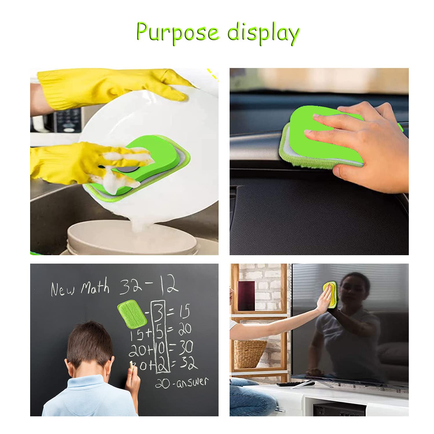 VISCAL Microfiber Dustless Chalk Eraser - Washable & Reusable Dry Erase Whiteboard Eraser for Markers - Magnetic Chalkboard Cleaner for Home, Classroom & Office (2 Pack) - Perfect for Teachers, Students & Professionals