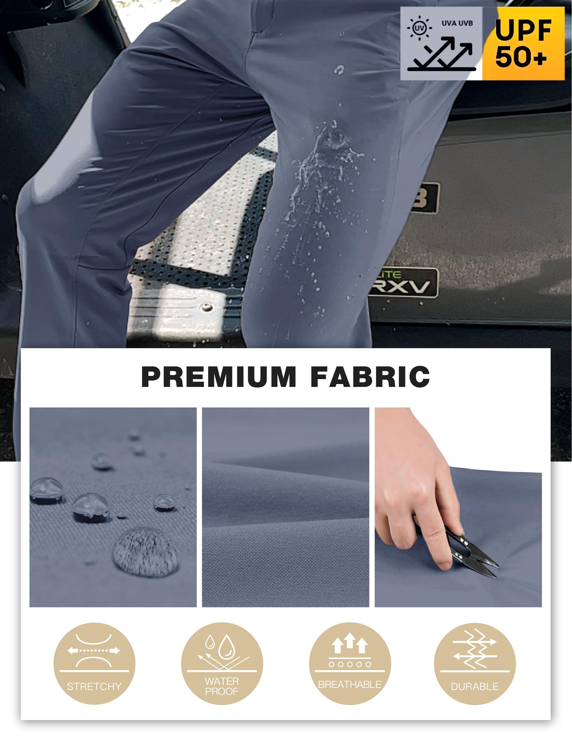 PULI Men's Stretch Golf Joggers Pants - Waterproof Slim Fit with 4 Pockets for Hiking, Casual, Travel & Work | Perfect for Outdoor Activities & Everyday Wear