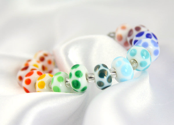 Rainbow Dots Lampwork Glass Beads for Jewelry Making - DIY Bracelets, Necklaces & Craft Projects - Perfect for Handmade Gifts & Artisan Creations
