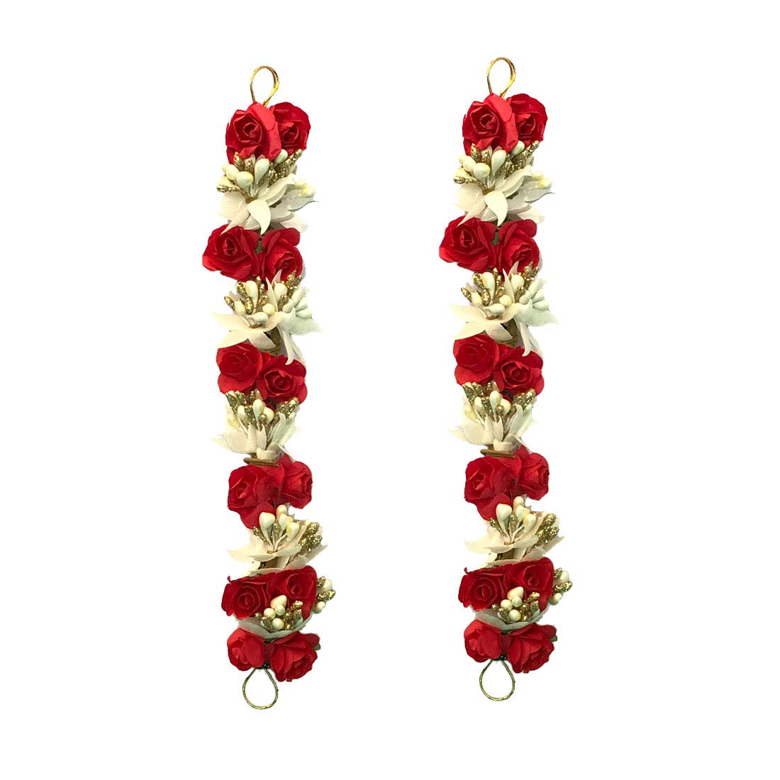 GadinFashion Set of 2 Red Floral Hair Gajra - Traditional Indian Hair Accessories for Women & Girls | Perfect for Weddings, Festivals & Special Occasions