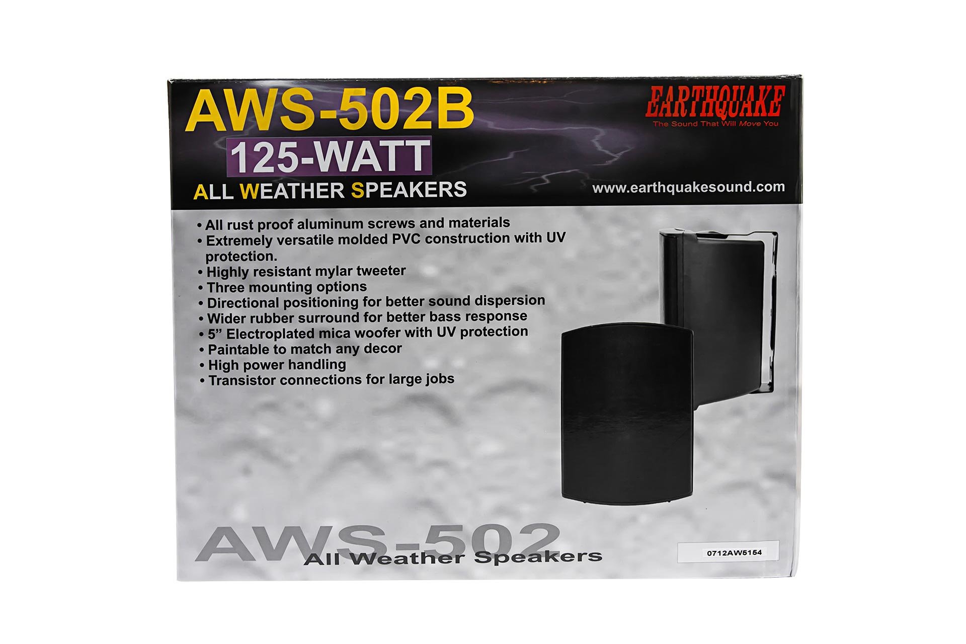 Earthquake Sound AWS-502B Waterproof Outdoor Speakers - All-Weather Indoor/Outdoor Stereo Sound System (Matte Black, Pair) - Perfect for Patio, Poolside, Garden & Backyard Entertainment