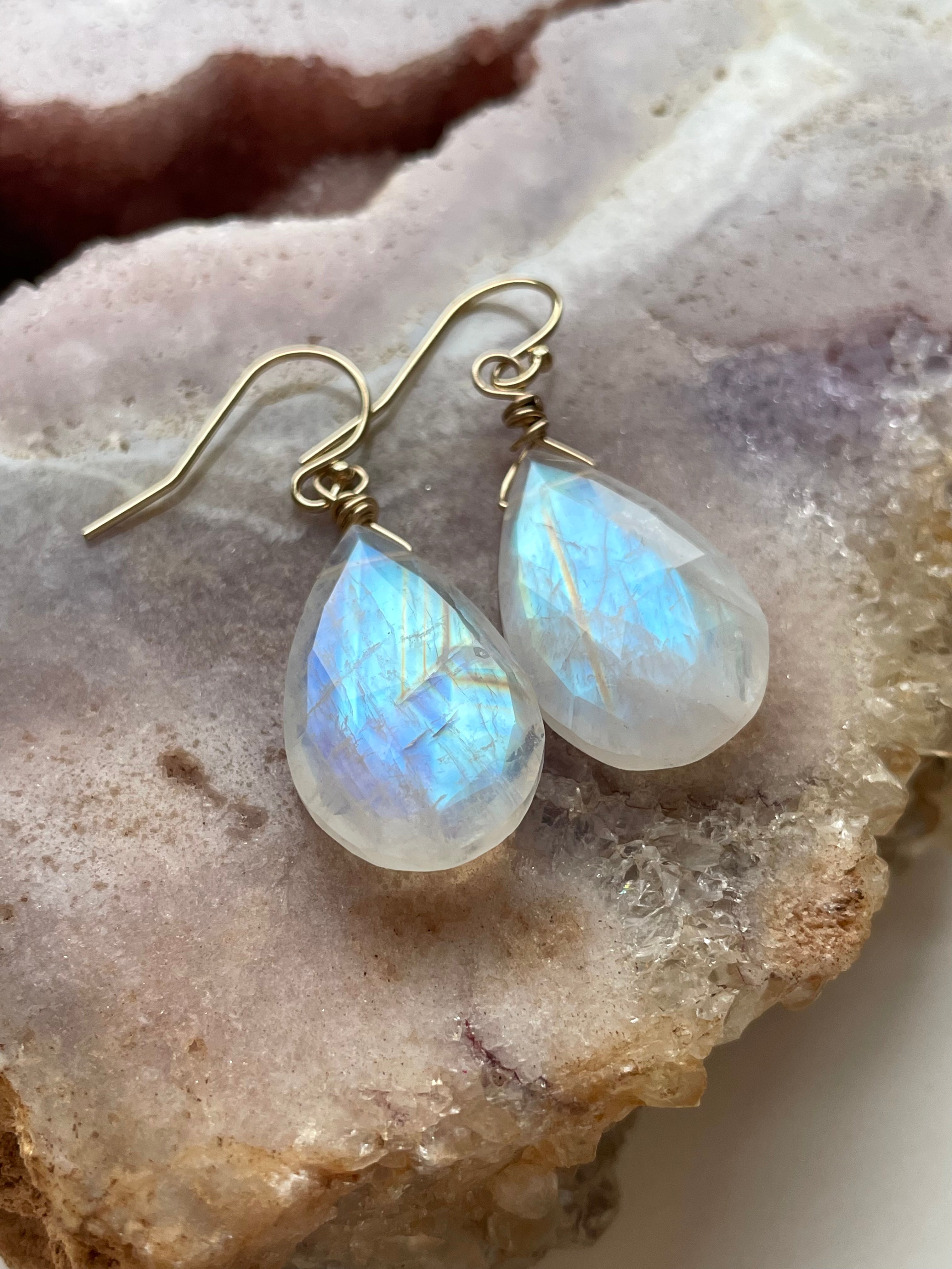 Moonstone Drop Earrings - 14K Gold June Birthstone Jewelry for Women | Elegant Gift for Birthday, Anniversary & Special Occasions