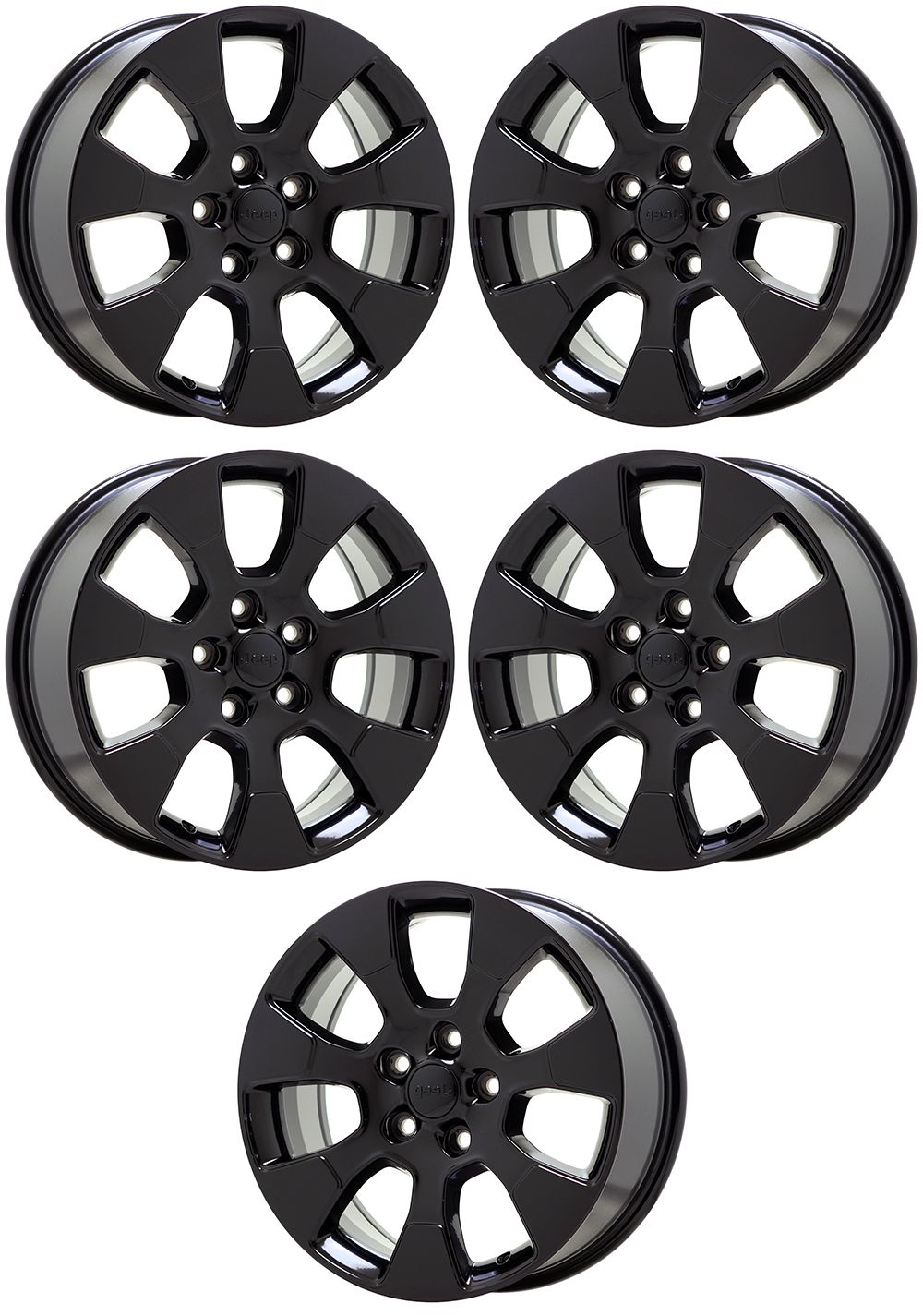 18 Jeep Wrangler Gladiator Gloss Black OEM Factory Wheels & Rims Set of 5 (Part #9222) - Perfect for Off-Roading, Truck Upgrades & Custom Builds