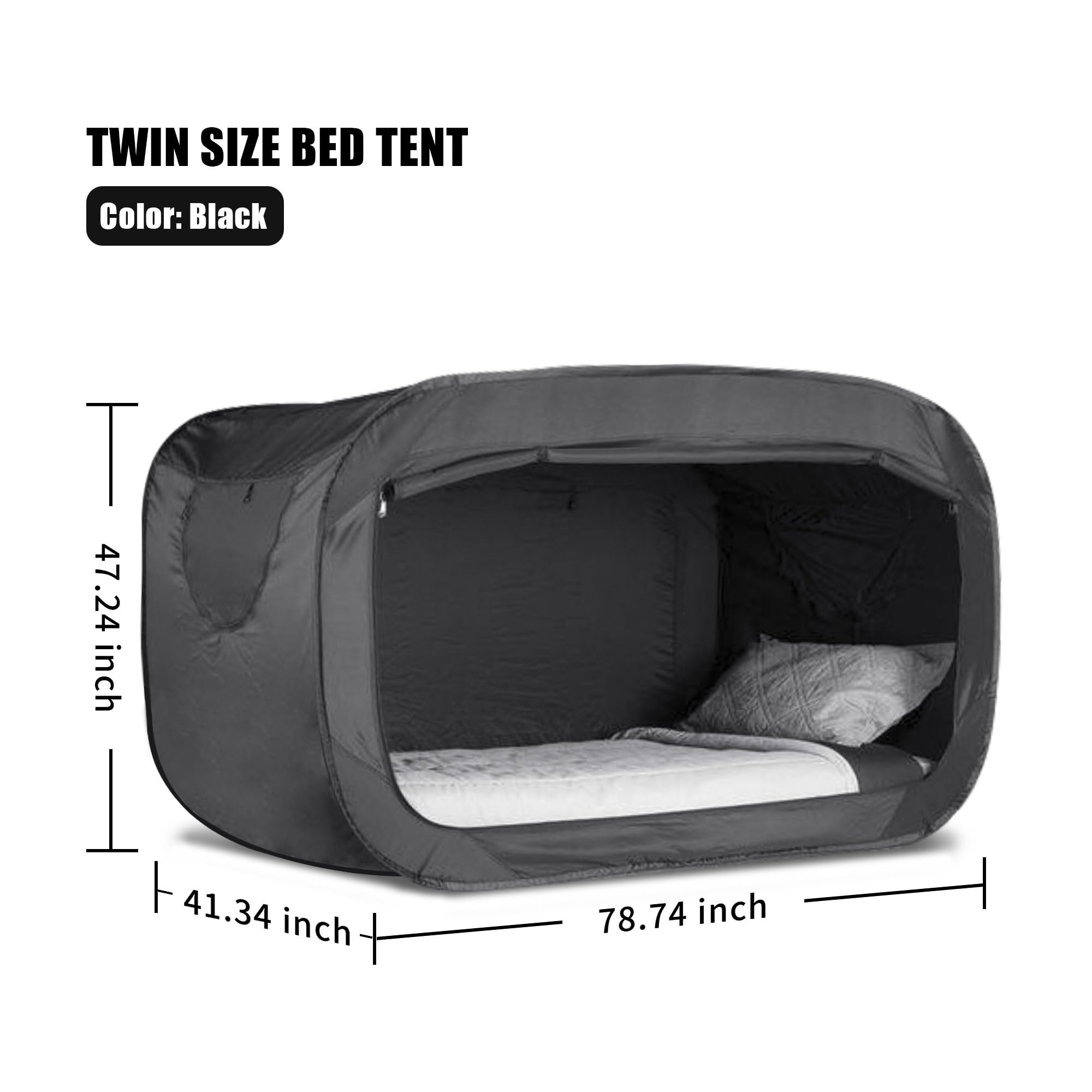 Portable Bed Tent Canopy for Kids & Adults - Breathable Indoor Sleeping Tent with 2 Doors, Private Space for Bedroom, Camping & Nap Time