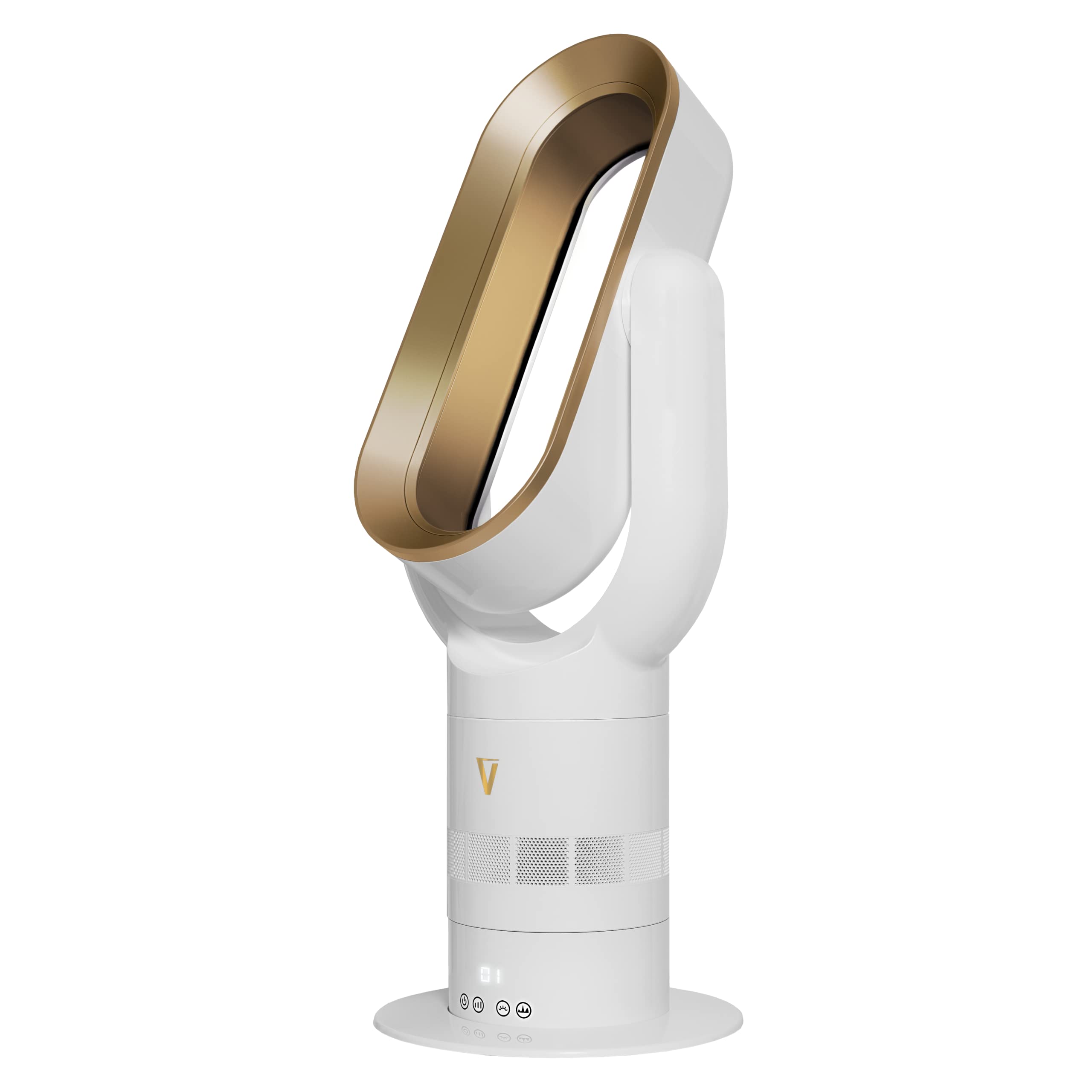 VORTEX AIR Pro Bladeless Space Heater & Cooler Gold Deluxe - Remote Control Oscillating Tower Fan with Timer & 10 Speed Settings - 1650W - Perfect for Bedroom, Office & Home Use