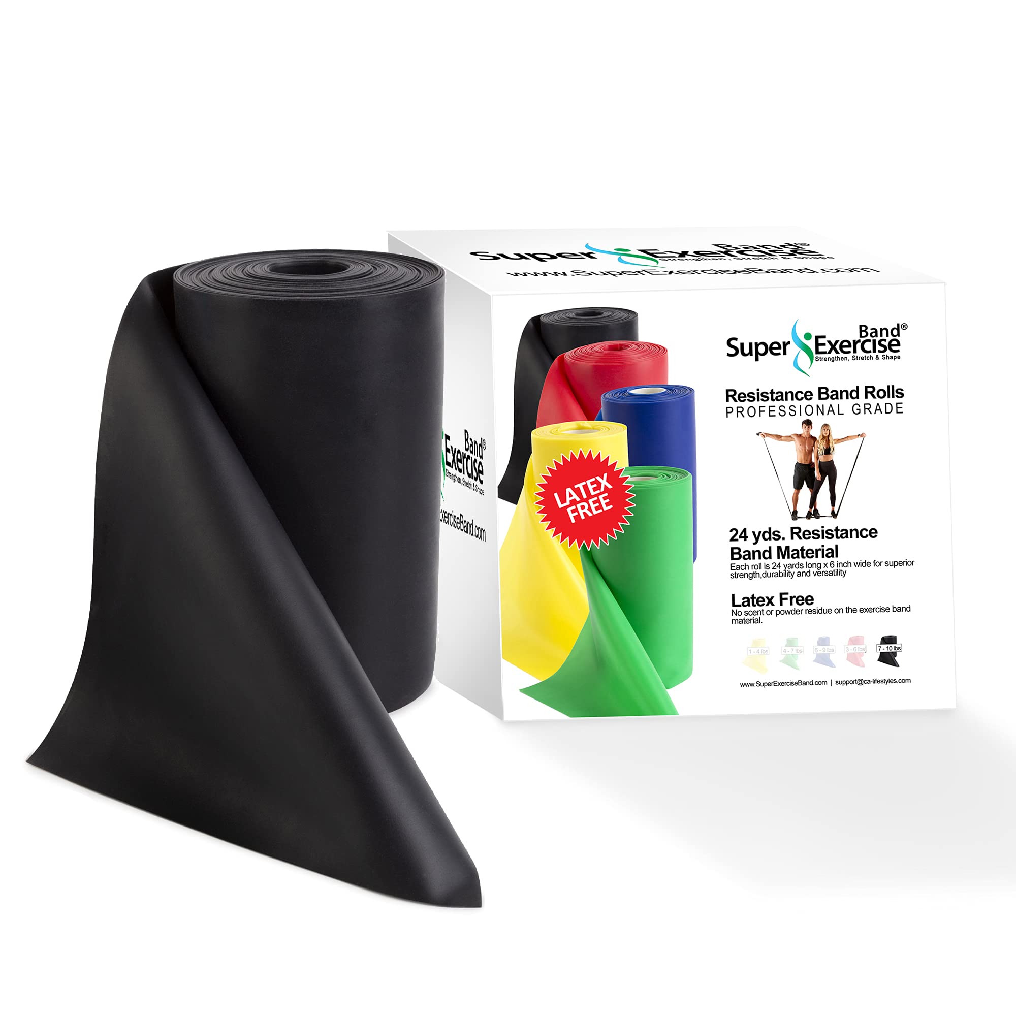 Premium Latex-Free Resistance Bands Set - 8/16/24 Yard Bulk Rolls for Home Gym, Physical Therapy & Yoga | 10 Strength Levels (Light/Medium/Heavy) | Includes Free Workout App & E-Book | Ideal for Strength Training, Rehabilitation & Fitness Routines
