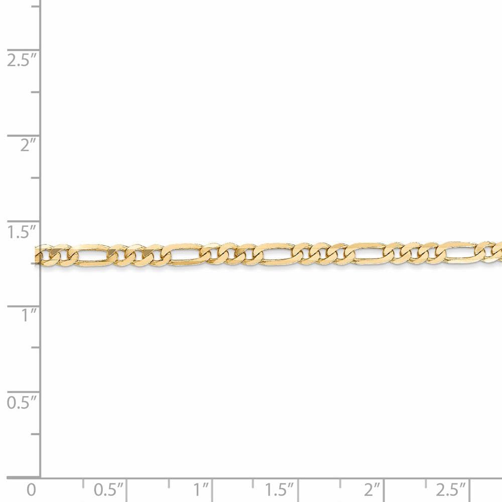 The Black Bow 3.25mm 14k Yellow Gold Solid Flat Figaro Chain Necklace - Perfect for Everyday Wear, Gifts, and Special Occasions