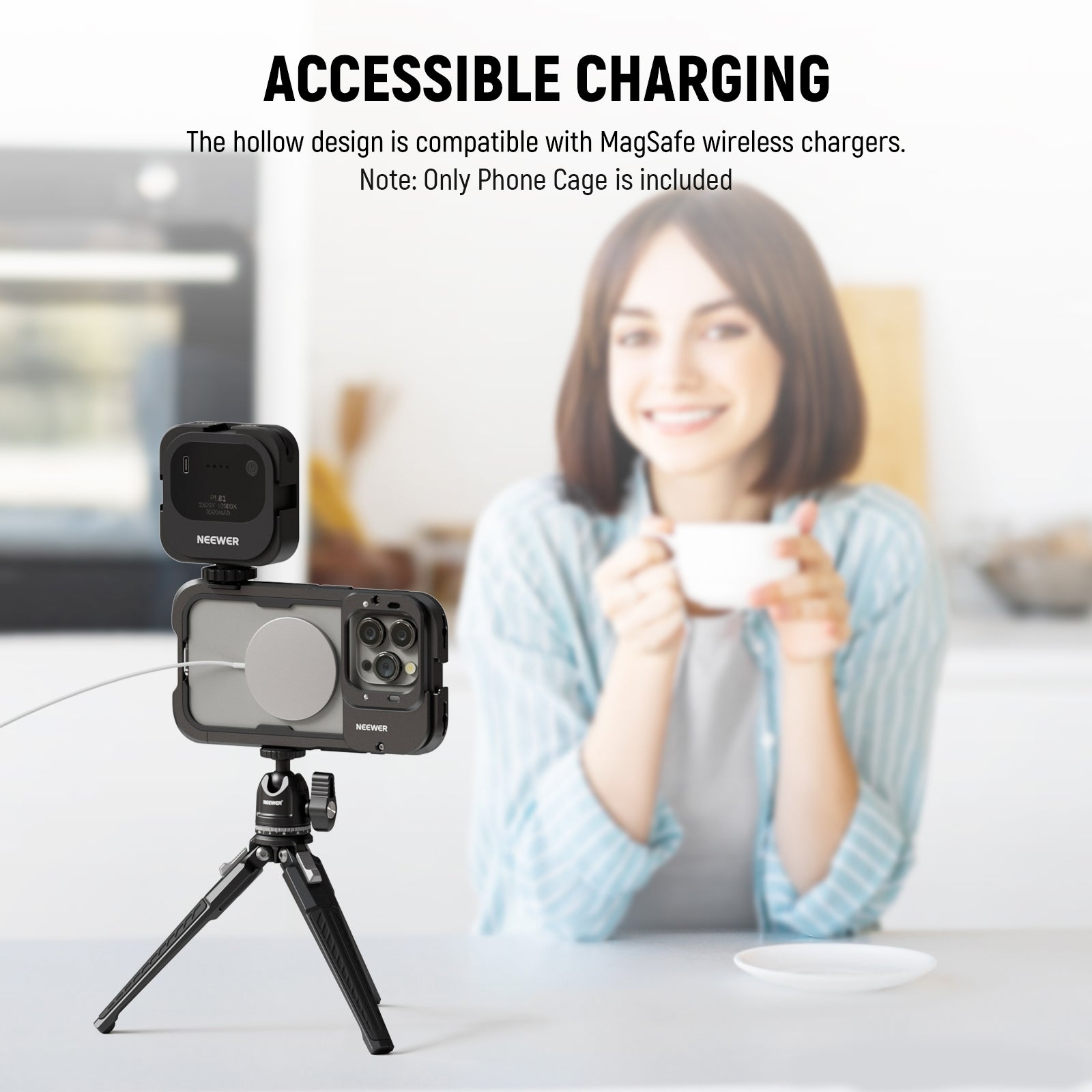 NEEWER PA023 Metal Protective Cage for iPhone 15 Pro & Pro Max - Durable Phone Mount for Filmmaking, Vlogging & Photography