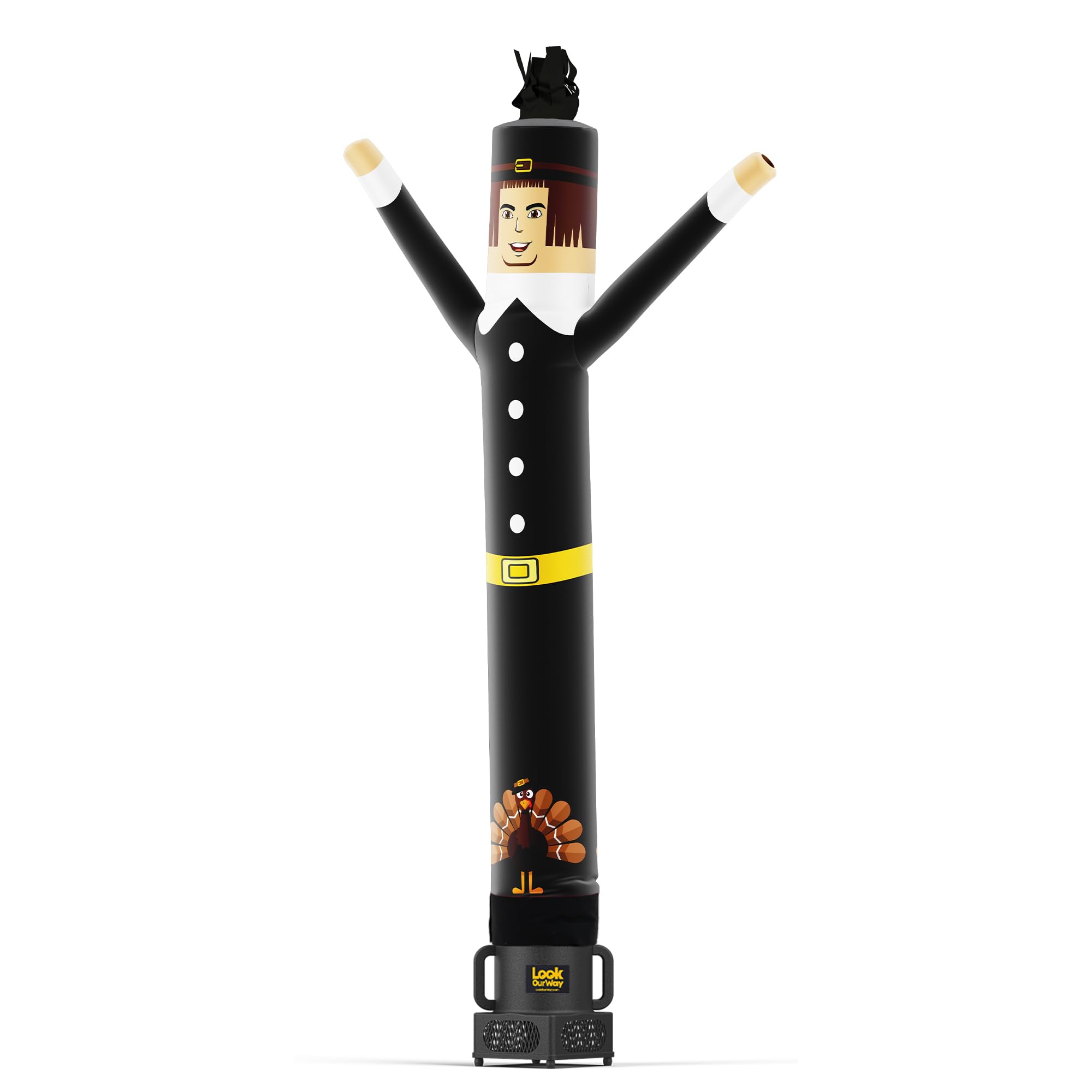 7ft Tall Wacky Waving Inflatable Air Dancer Tube Man with Blower - Thanksgiving Pilgrim Theme Decoration for Outdoor Advertising, Car Dealerships, and Holiday Events