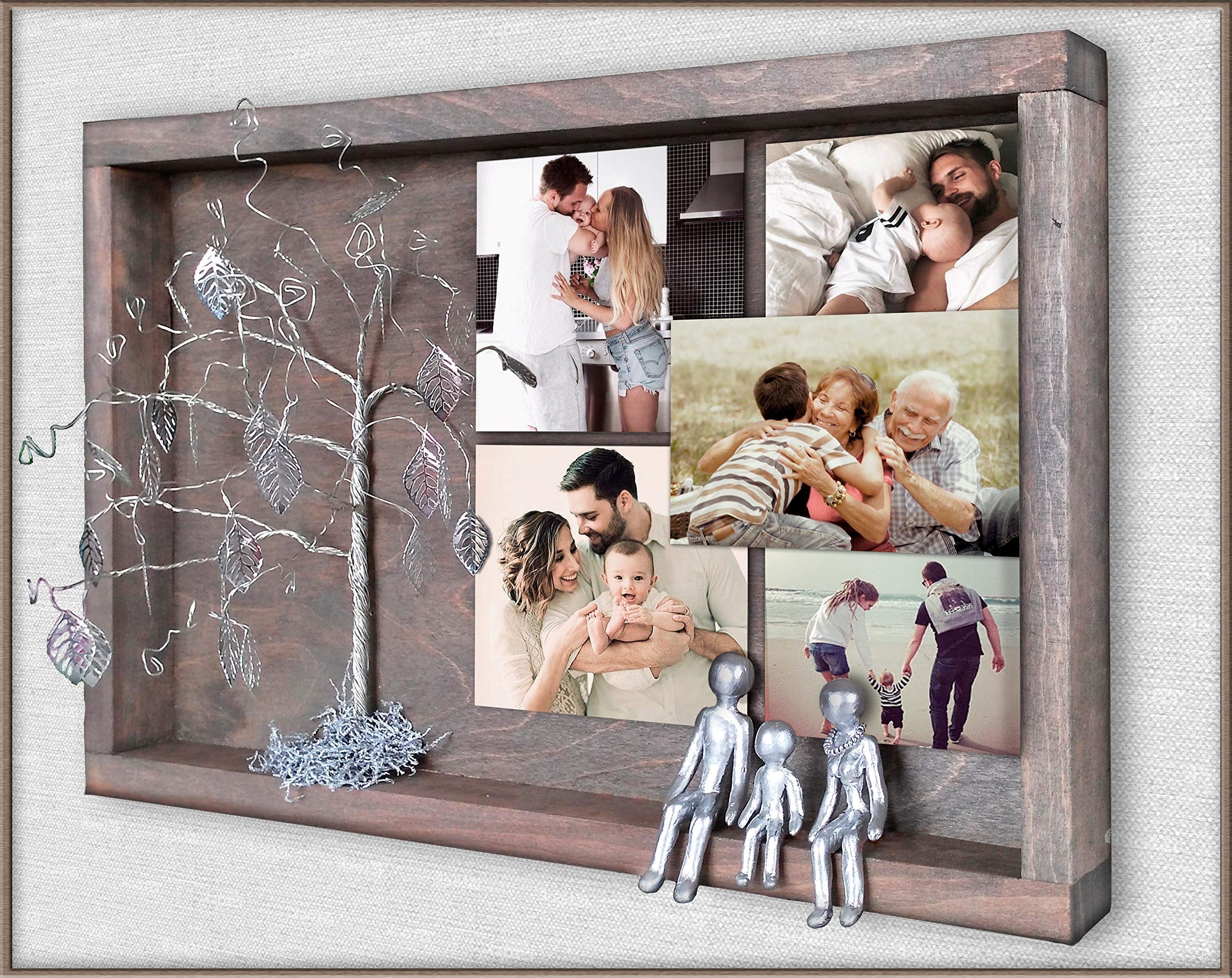 Personalized Family Photo Frame Collage - Handmade Metal Wall Art for Anniversary Gifts (10th, 25th, 40th, 60th Years) - Silver Steel Tin Aluminum Iron Custom Picture Frame for Couples, Parents & In-Laws | Perfect for Living Room Decor & Wedding Anniversary Presents