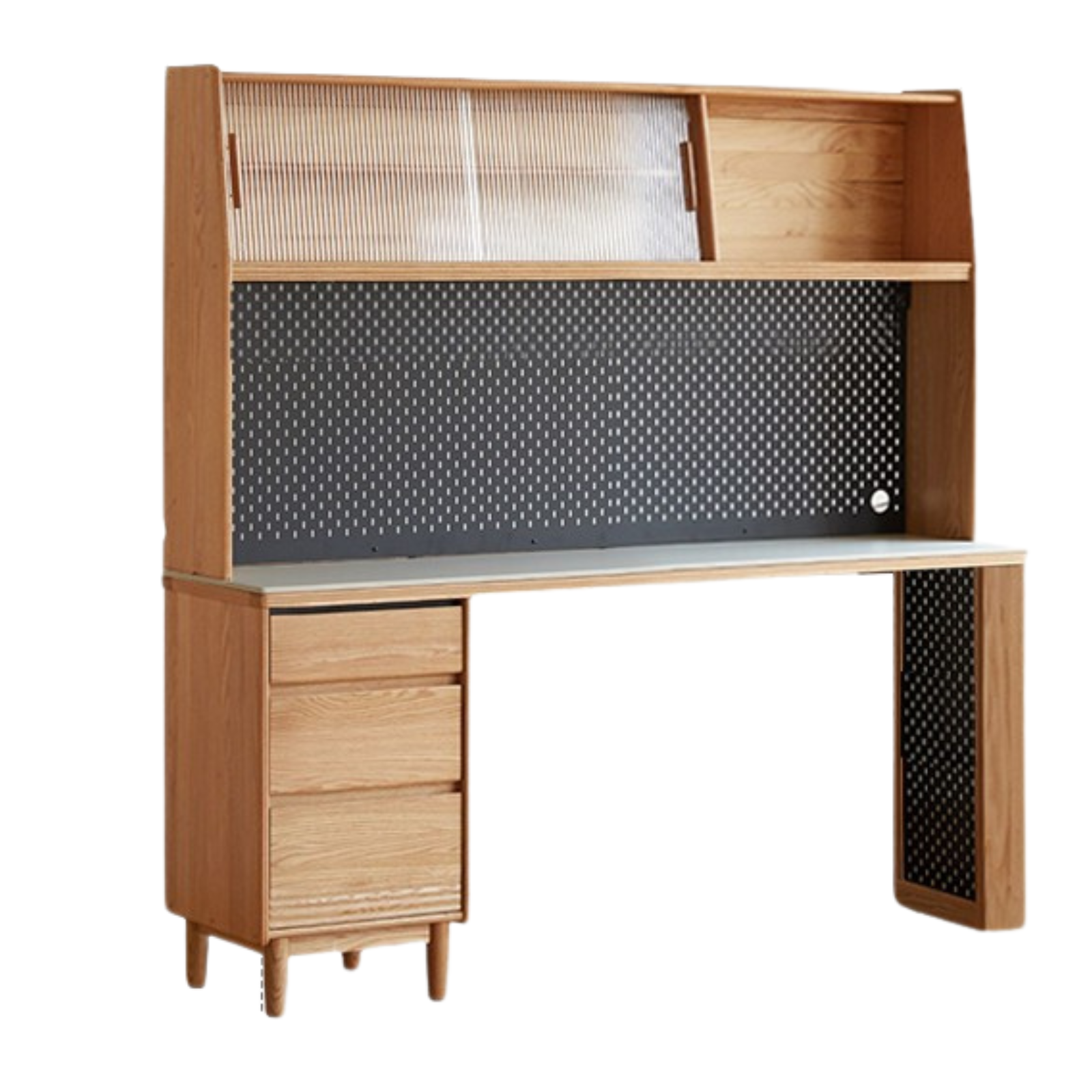 Solid Oak and Ash Wood Modern Rock Board Sideboard - Stylish Storage for Living Room, Dining Room, or Entryway