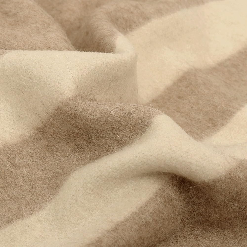 Premium Heavyweight Alpaca Wool Blanket for Camping, Travel & Home - Soft Peruvian Alpaca Throw Blanket in Beige-Ivory (Twin Size) | Cozy for Sofa, Bed & Outdoor Adventures