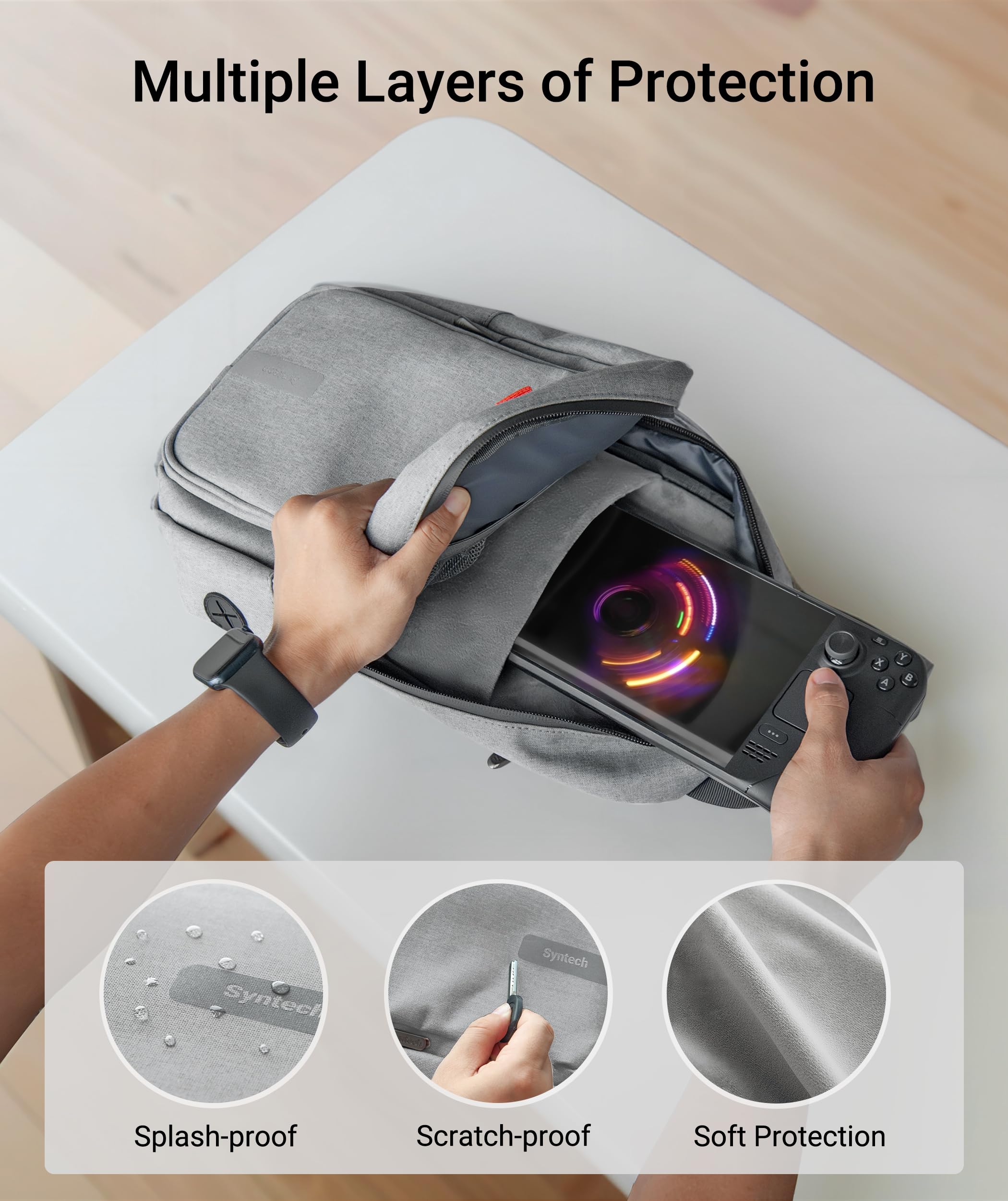 Syntech Portable Travel Sling Bag for Steam Deck OLED, ROG Ally X, Legion Go S, Nintendo Switch 2 & PS Portal - Large Storage Carrying Case for Gaming Consoles & Accessories (Gray) | Perfect for Travel, Commuting & Gaming On-The-Go