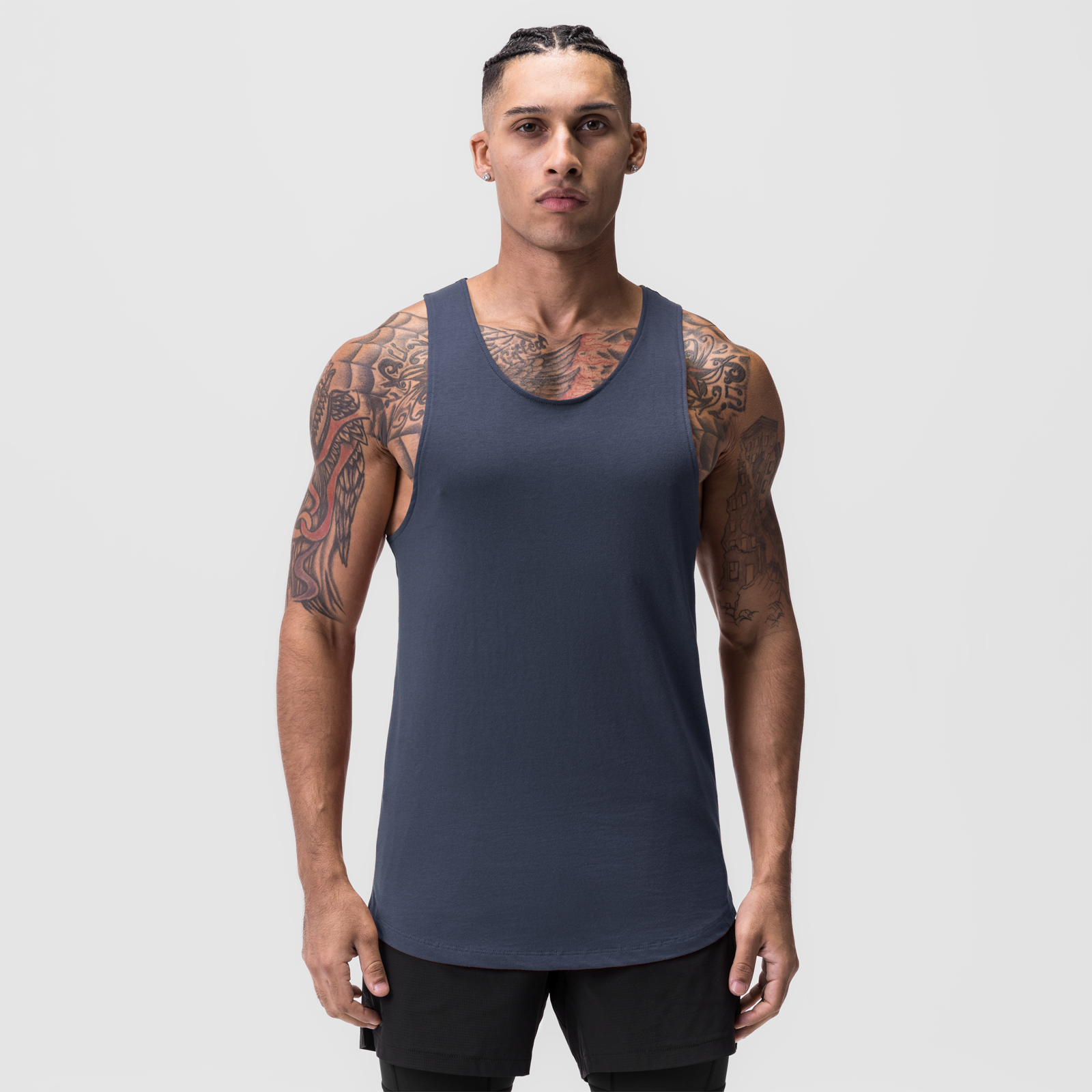 Supima® Vented Tank Top for Women - Navy Blue Breathable Cotton Shirt for Yoga, Running & Summer Outfits