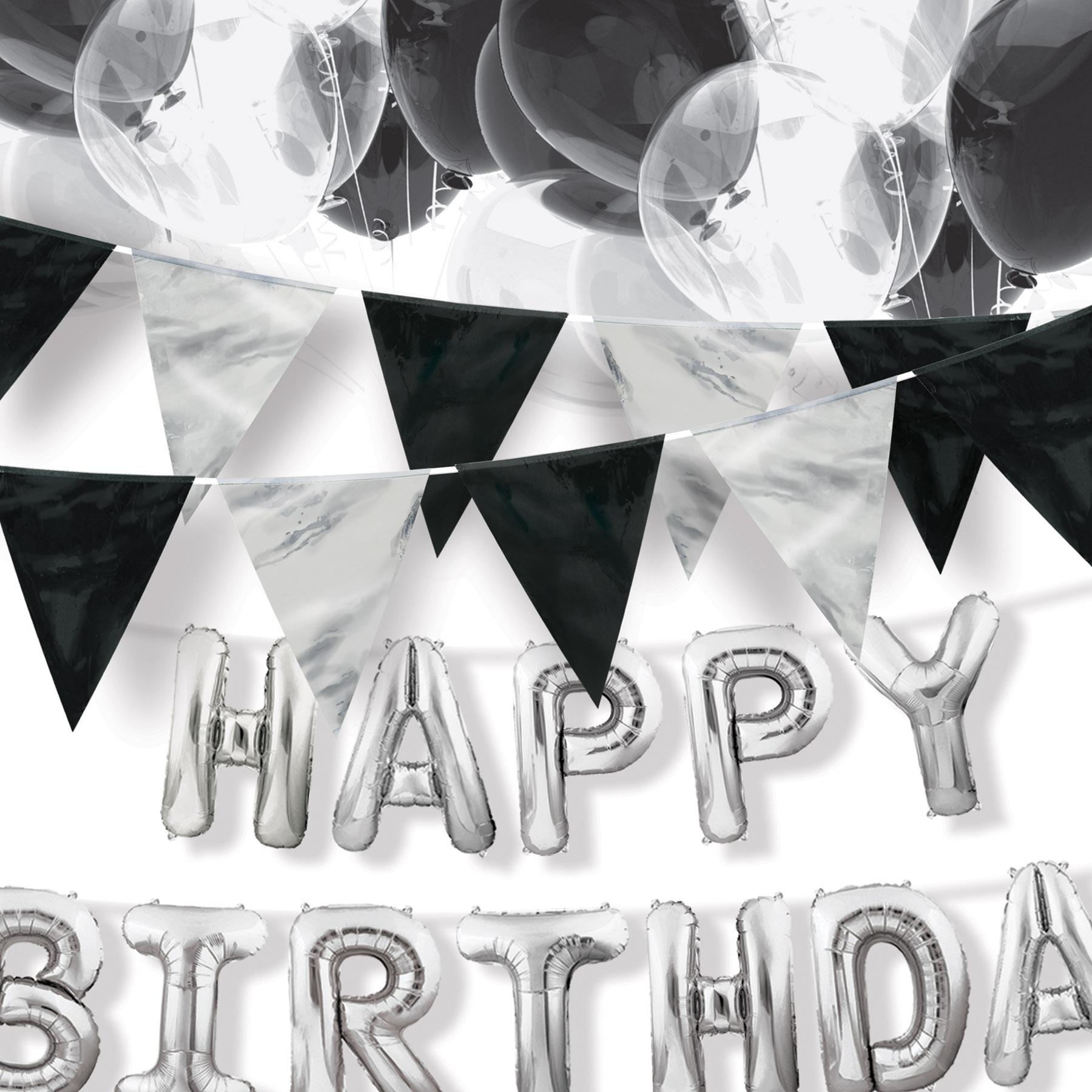 12 Pack Beistle Black and Silver Party Pennant Banner - Perfect for Birthday Decorations, Graduation Parties & Holiday Celebrations