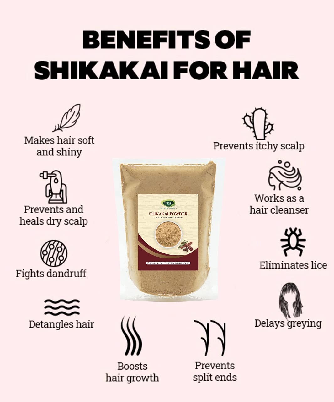 **Thanjai Natural Shikakai Powder (Acacia Concinna) 500gm | 100% Pure & Natural Hair Cleanser for Damaged & Weak Hair | Homemade Ayurvedic Hair Pack Powder for Shine & Growth | Perfect for DIY Hair Care & Scalp Treatment**