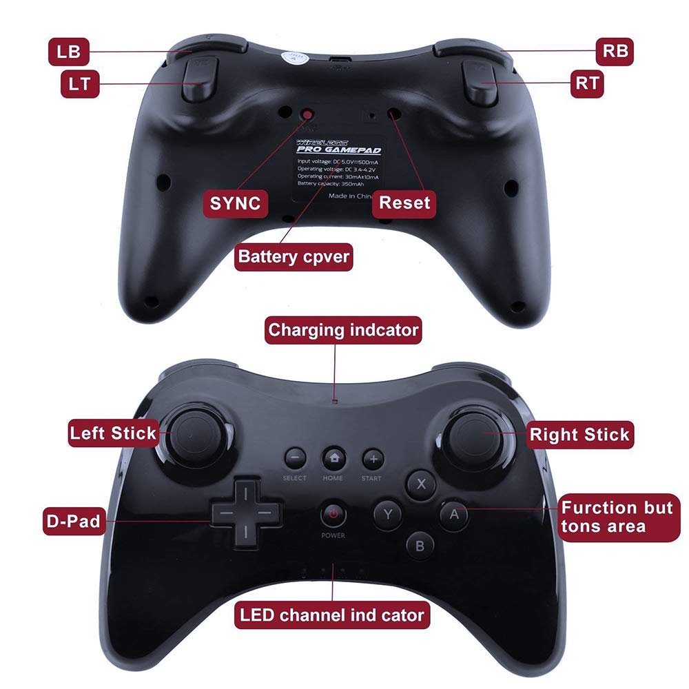 Premium Black Wireless Pro Game Controller - Compatible with Wii U, Nintendo Switch | Ergonomic Design for Long Gaming Sessions, Multiplayer & Competitive Play