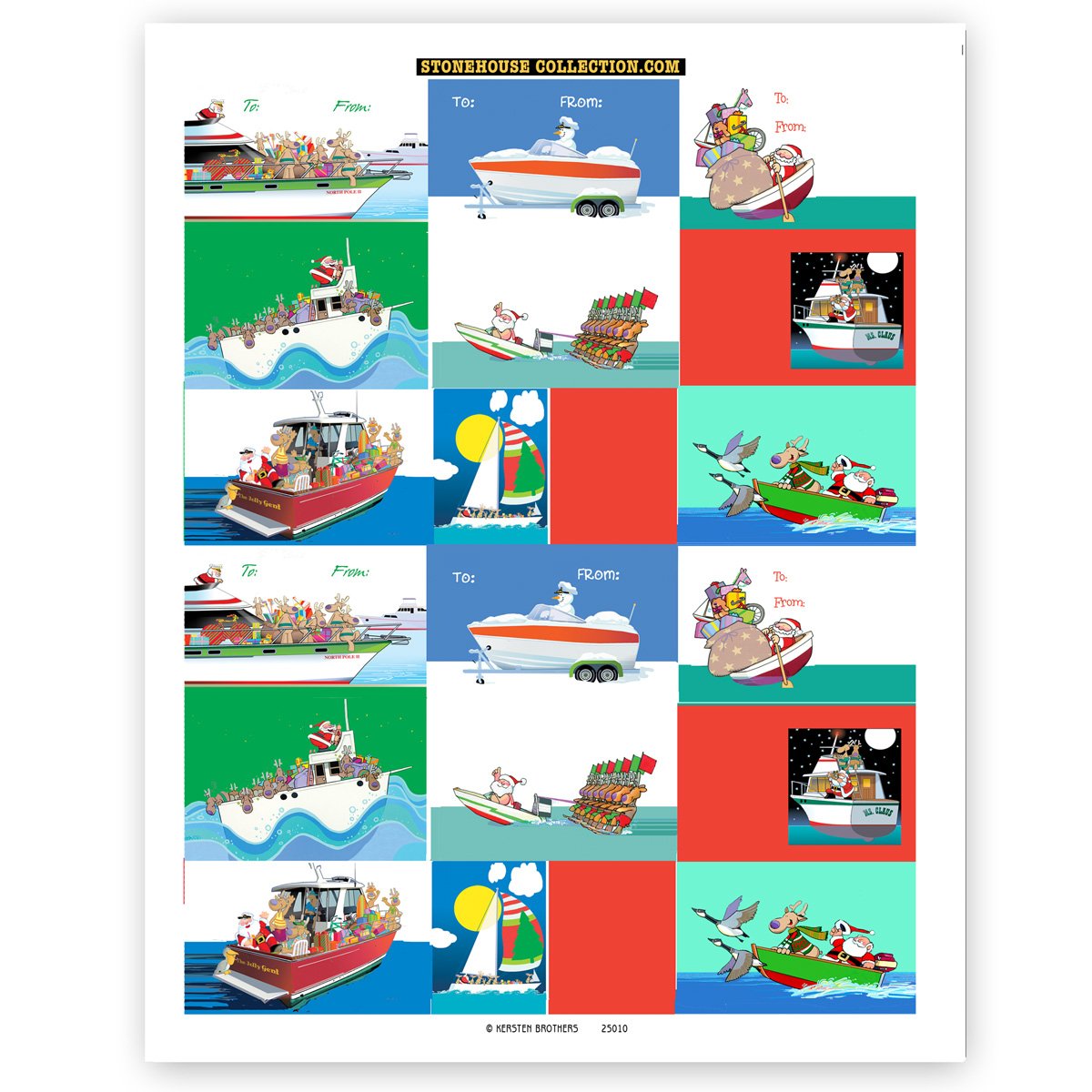 Christmas Boat Stickers - 72 Nautical Gift Stickers for Holiday Presents & Cards