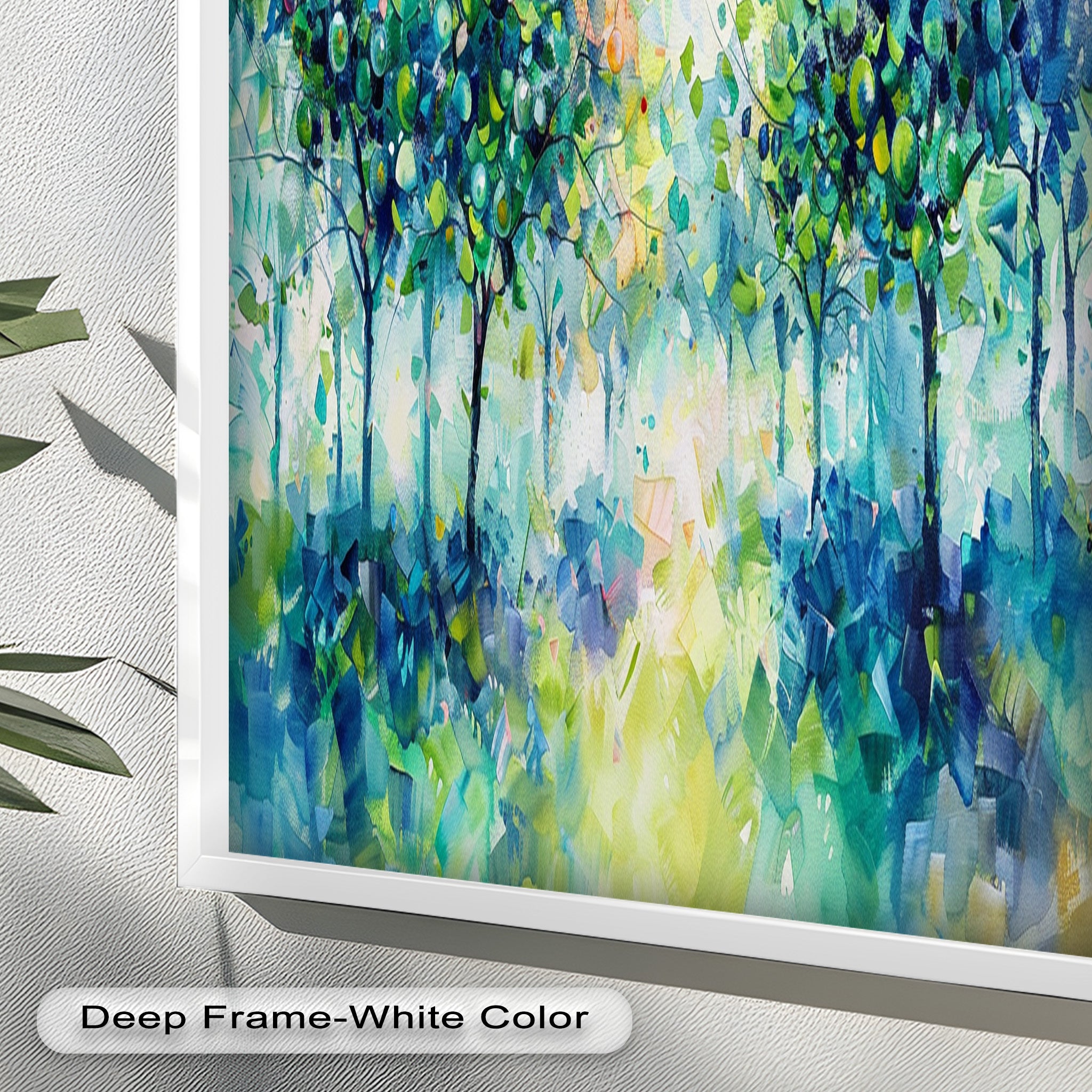 Blue & Green Forest Landscape Abstract Nature Oil Painting - Handmade Canvas Wall Art for Living Room, Bedroom & Office Decor