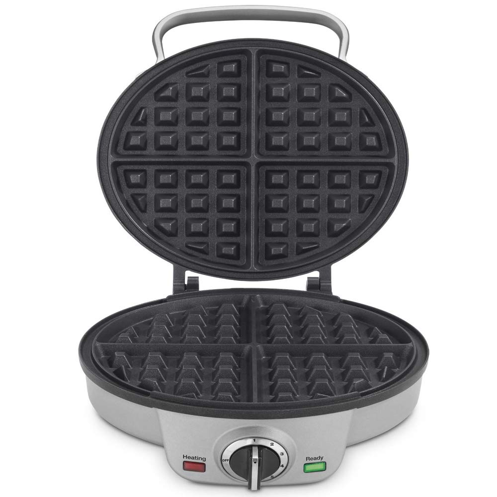 Cuisinart WAF-200P1 Mini Belgian Waffle Maker - Round Non-Stick Waffle Iron, Compact & Silver - Perfect for Breakfast, Desserts, and Small Kitchens