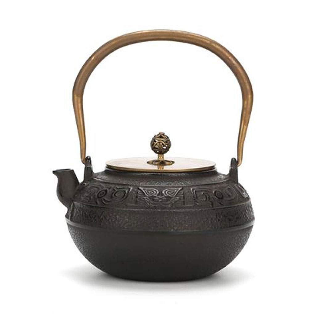 Premium Cast Iron Teapot 1.2L - Japanese Style Black Iron Tea Kettle with Built-in Strainer, Heat-Resistant Handle for Home, Office & Tea Parties - Perfect for Brewing Green Tea, Oolong & Herbal Teas - Ideal Gift for Tea Lovers & Zen Decor