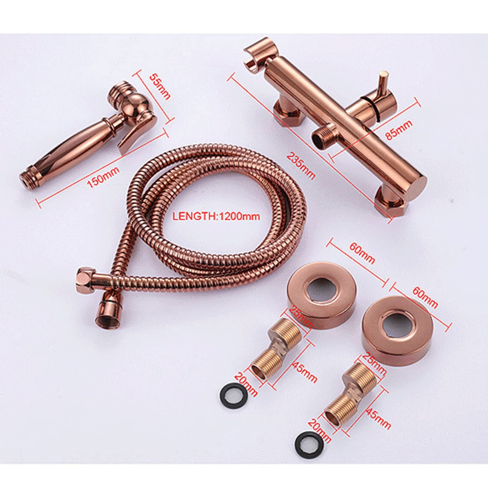 Rose Gold Bidet Sprayer for Toilet - Hot & Cold Water Handheld Cloth Diaper Sprayer Kit, Brass Wall Mounted Bathroom Bidet Attachment Set | Perfect for Baby Care, Hygiene Cleaning & Modern Bathroom Upgrades