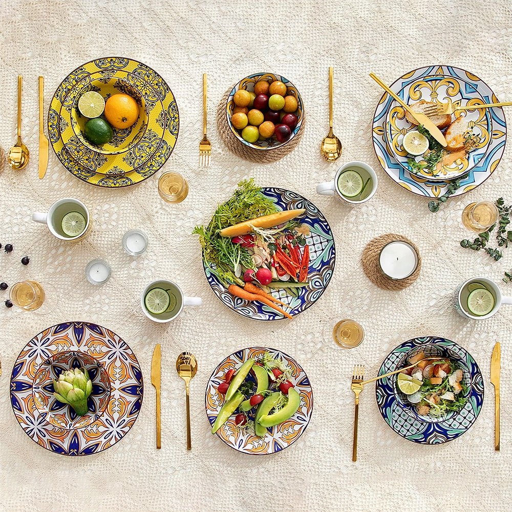 Premium Casablanca Porcelain Dinnerware Set - 16-Piece Elegant Bone China Tableware for Formal Dining, Entertaining & Special Occasions
