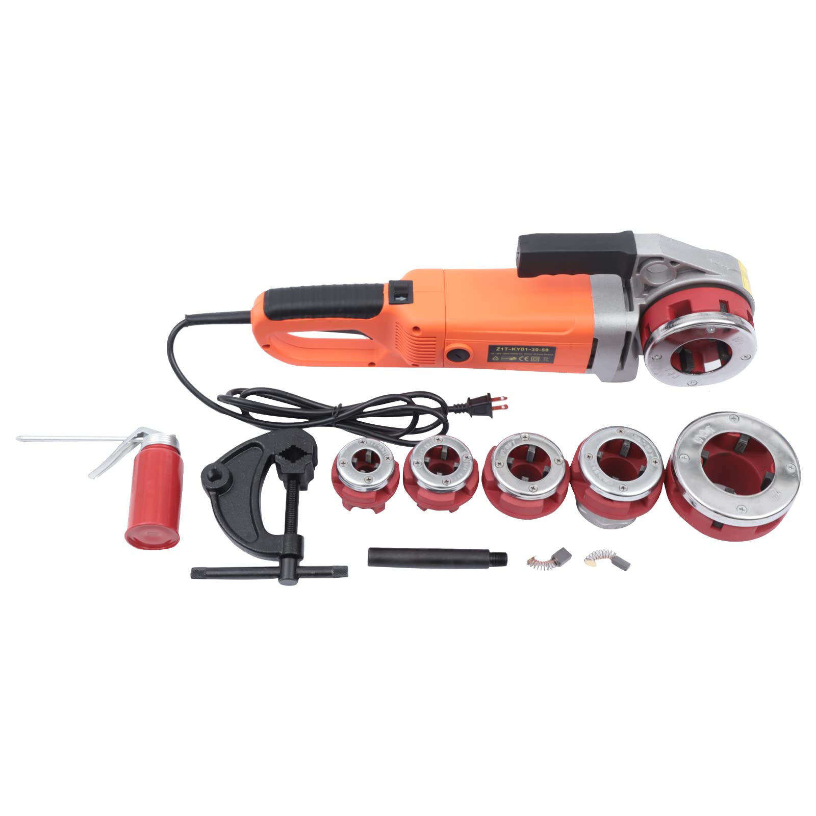 OUKANING 2300W Portable Electric Pipe Threader Tool Kit - Handheld Tube Tapping Machine with 6 Dies (0.5-2 Inch) & Clamp - Heavy Duty Pipe Threading Cutter for Plumbing, HVAC, and Metalworking Projects