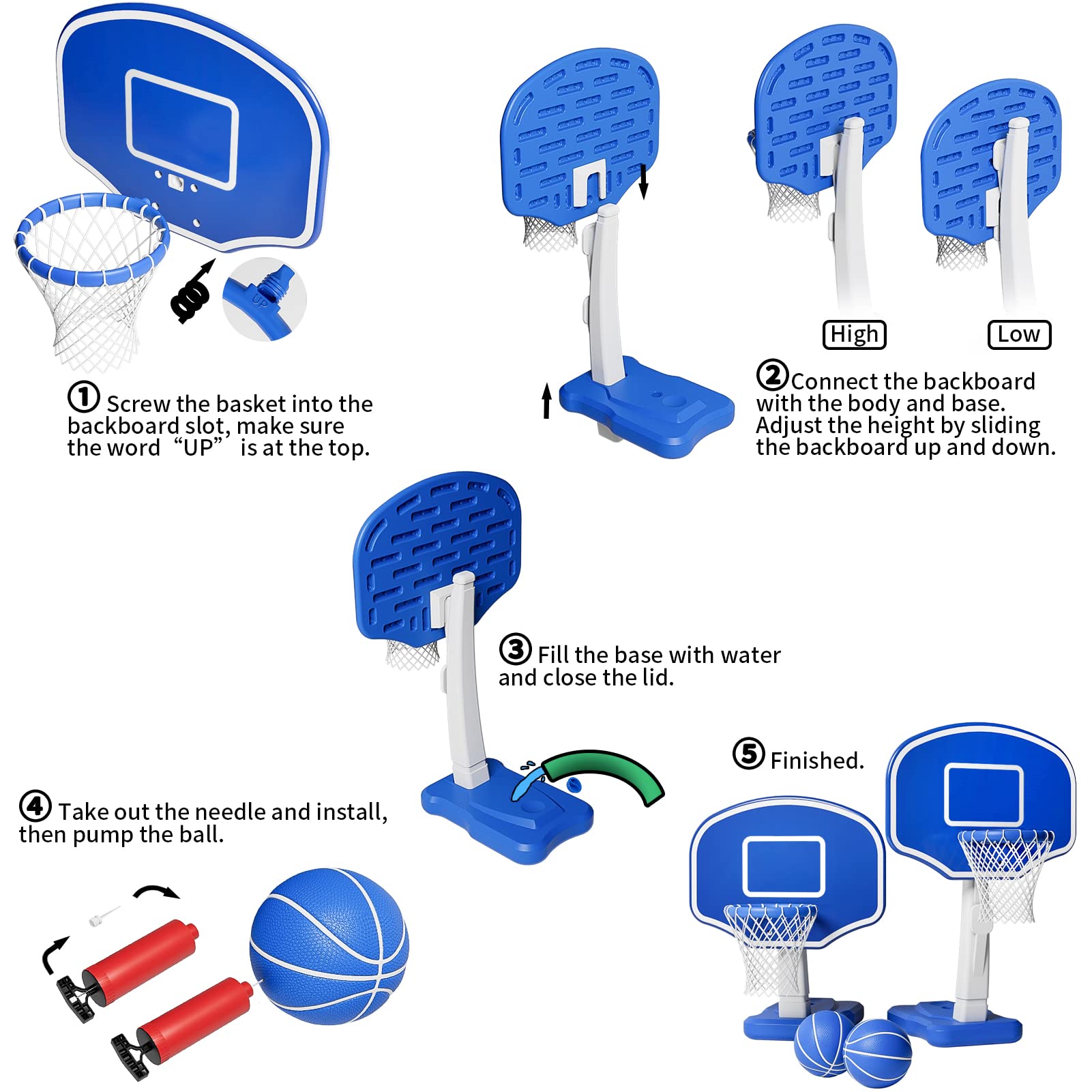 Best Inflatable Swimming Pool Basketball Hoop with Heavy Duty Base - Fun Water Game for Kids & Adults - Perfect for Backyard Pool Parties & Summer Activities