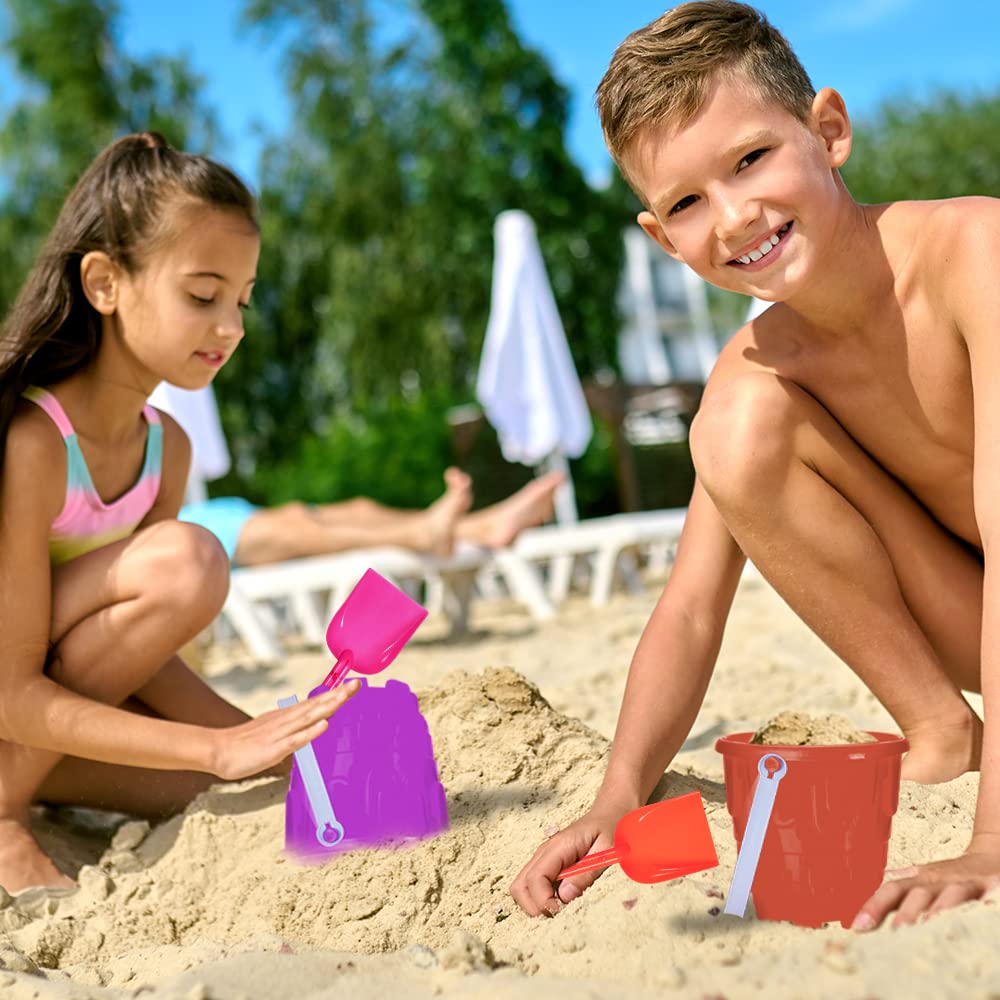 ArtCreativity 6 Inch Beach Sand Castle Bucket and Shovel Set - 12 Pails & 12 Shovels with Sand Castle Mold - Kids Sand Toys for Boys & Girls - Perfect for Beach Parties, Backyard Play & Summer Vacation Activities