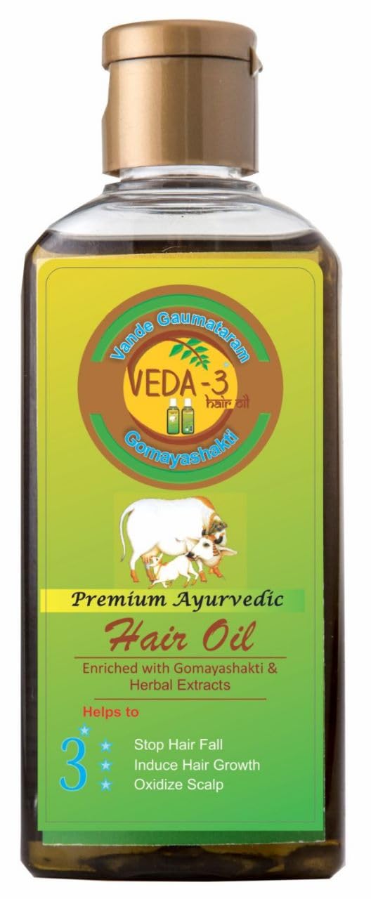 GOMAYASHAKTI VEDA 3 Premium Herbal Hair Oil for Hair Growth & Scalp Care - Ayurvedic Treatment for Dry, Damaged Hair - Perfect for Daily Hair Massage & Nourishment