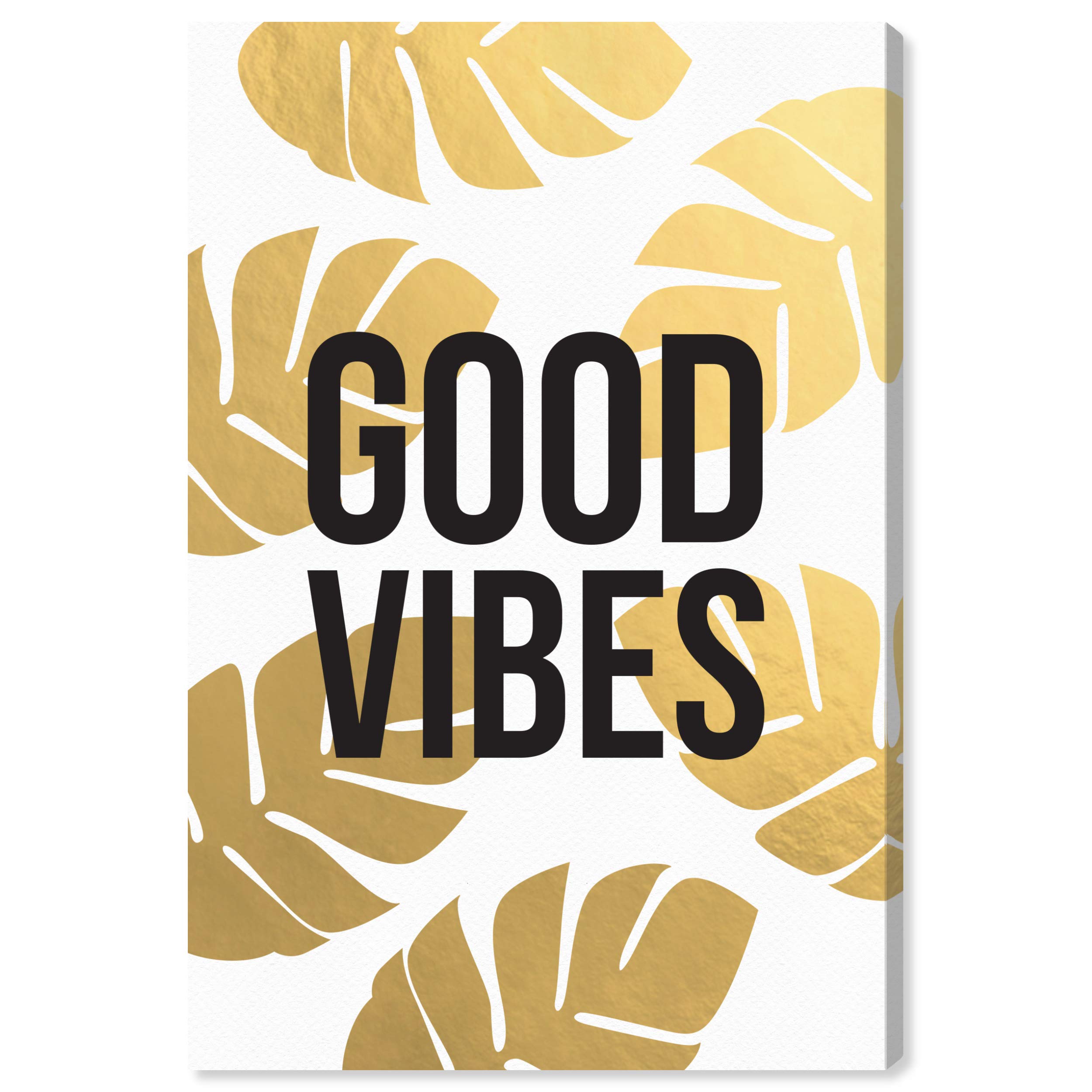 Good Vibes Wall Art Canvas Print - 24x36 Inch Typography Quote Home Decor in Gold & White by Oliver Gal Artist Co. | Perfect for Living Room, Bedroom & Office Inspiration