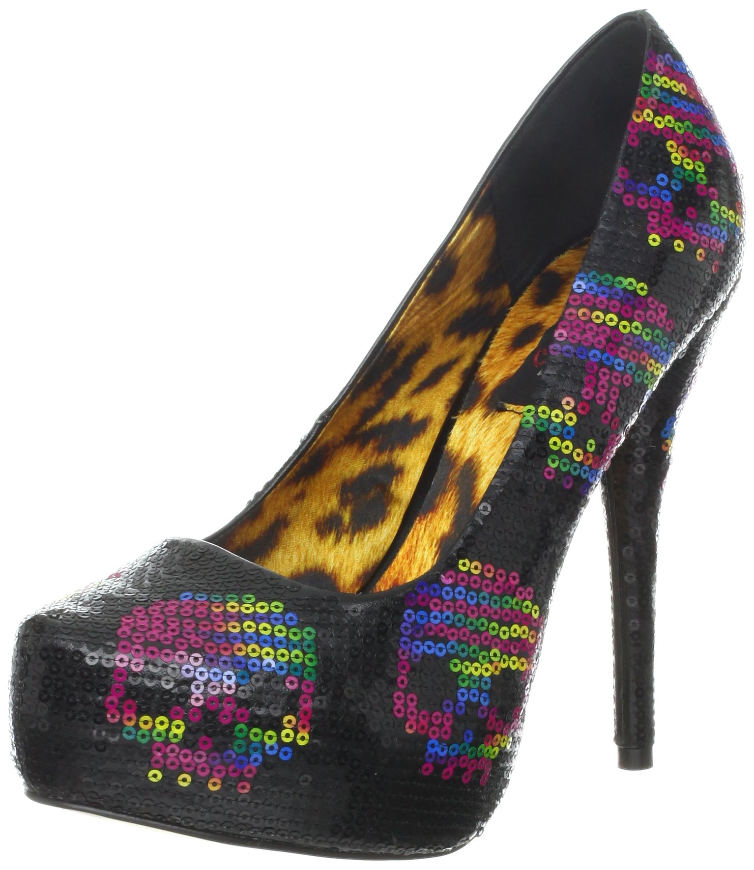 Iron Fist Women's Digi Skull Sequin Platform Pump - Gothic Punk High Heels for Parties, Nightclubs & Halloween Costumes
