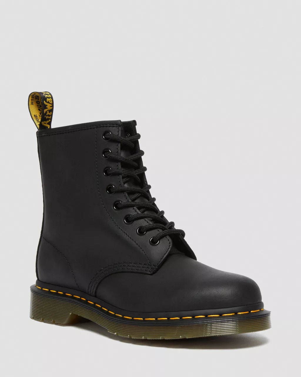 Dr. Martens 1460 Black Greasy Leather Lace-Up Boots for Men & Women - Classic 8-Eye Combat Boots for Punk, Gothic & Everyday Wear