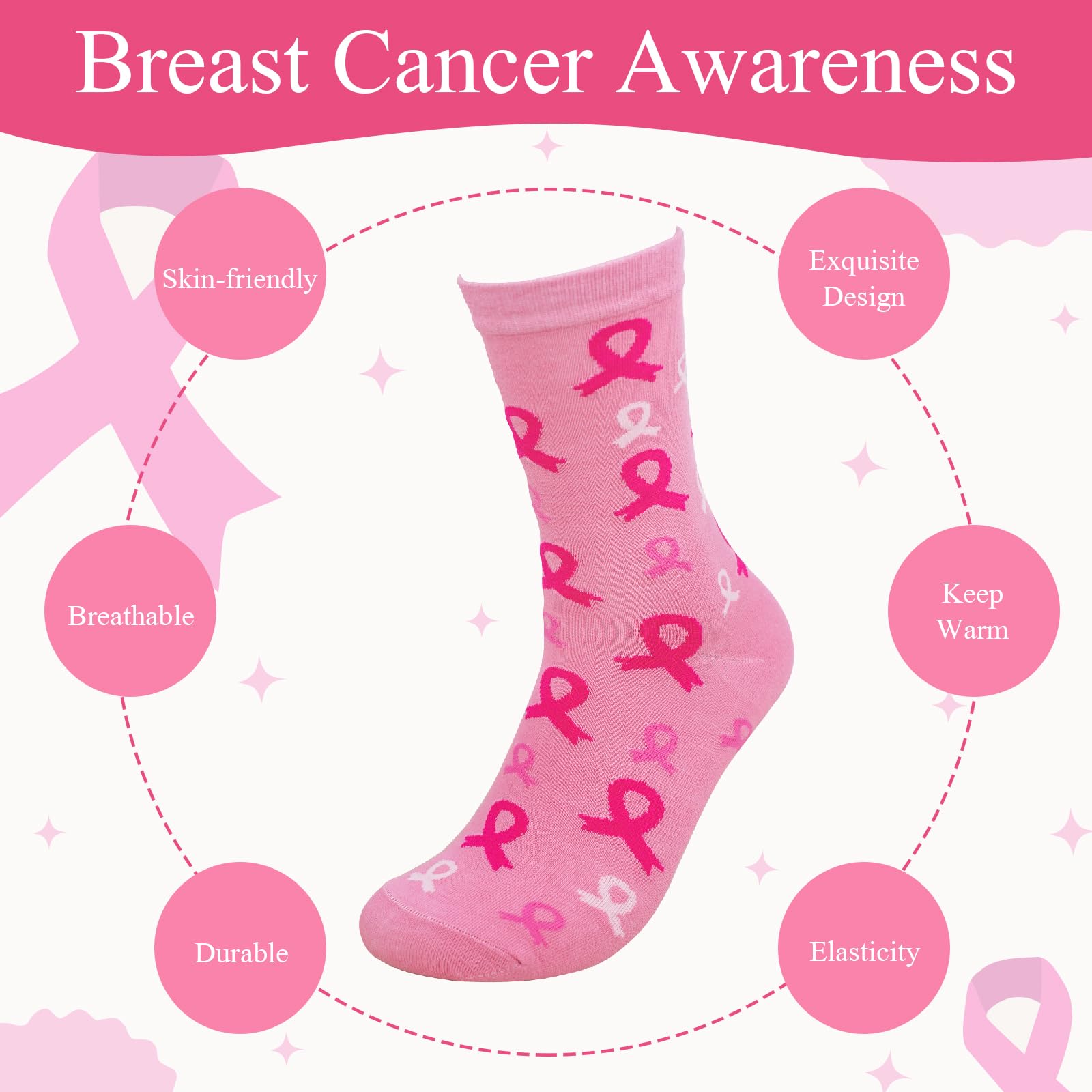 Breast Cancer Awareness Socks for Women - Survivor Gift & Support